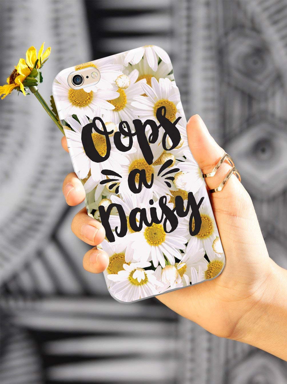 Inspired Cases - iPhone 8 Case Compatible with Apple iPhone 8 - 3D Textured Protective Phone Cover - Oops A Daisy White Design - Perfect for Everyday Use, Work & Travel Protection