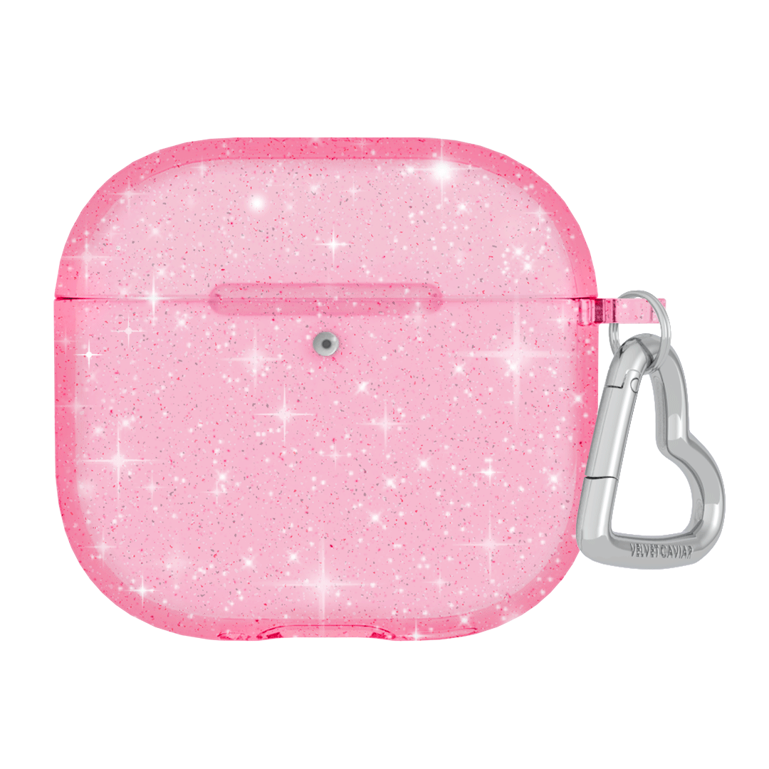 Pink Stardust Glitter AirPods Case - Protective Cover for Apple AirPods 1/2/3 & Pro - Cute Sparkly Phone Accessory for Women Girls - Perfect for Parties, Gifts & Everyday Use