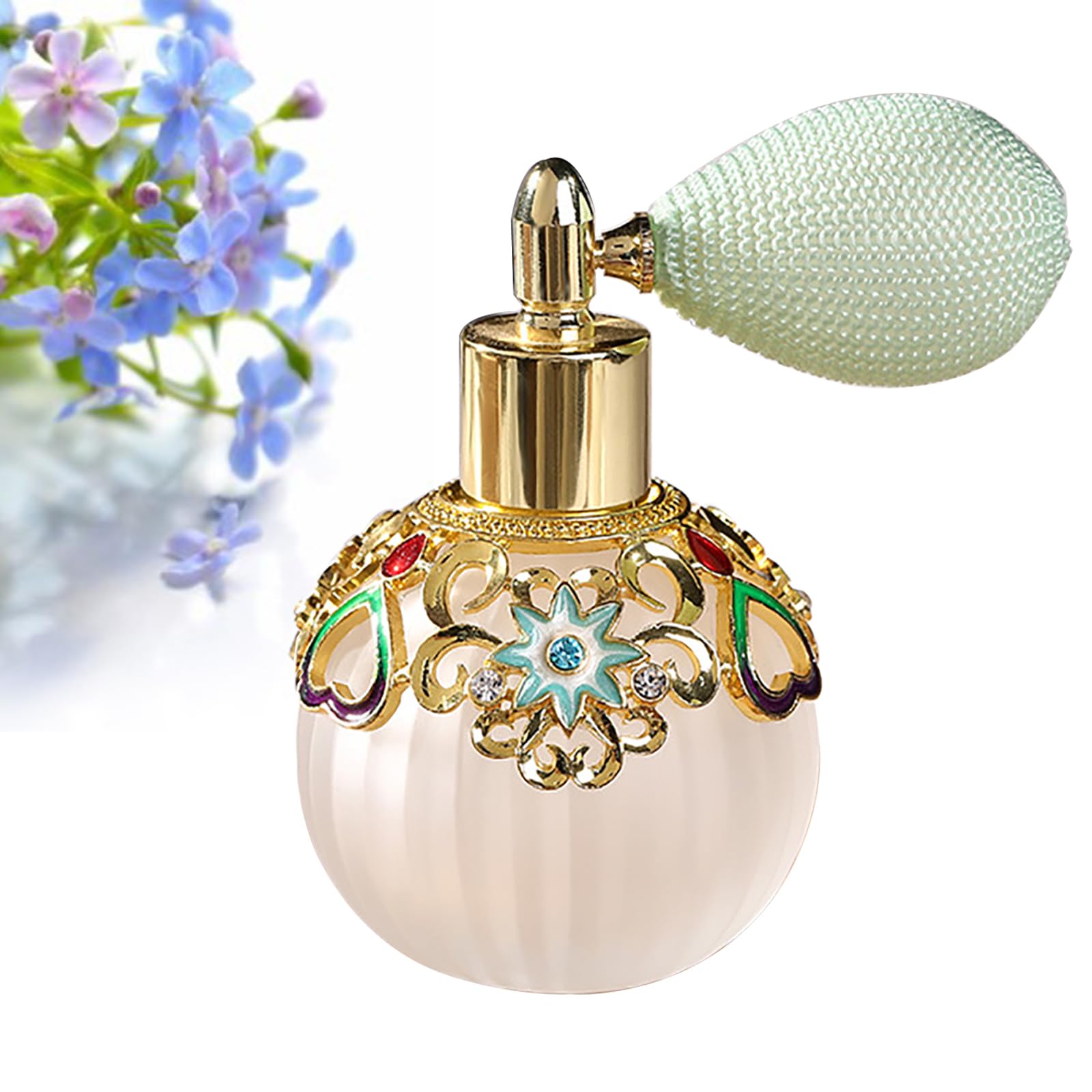 50ml Empty Glass Perfume Spray Bottle - 1 Pack Refillable Vintage Perfume Atomizer with Golden Cap | Perfect for Travel, DIY Fragrances & Essential Oil Diffuser