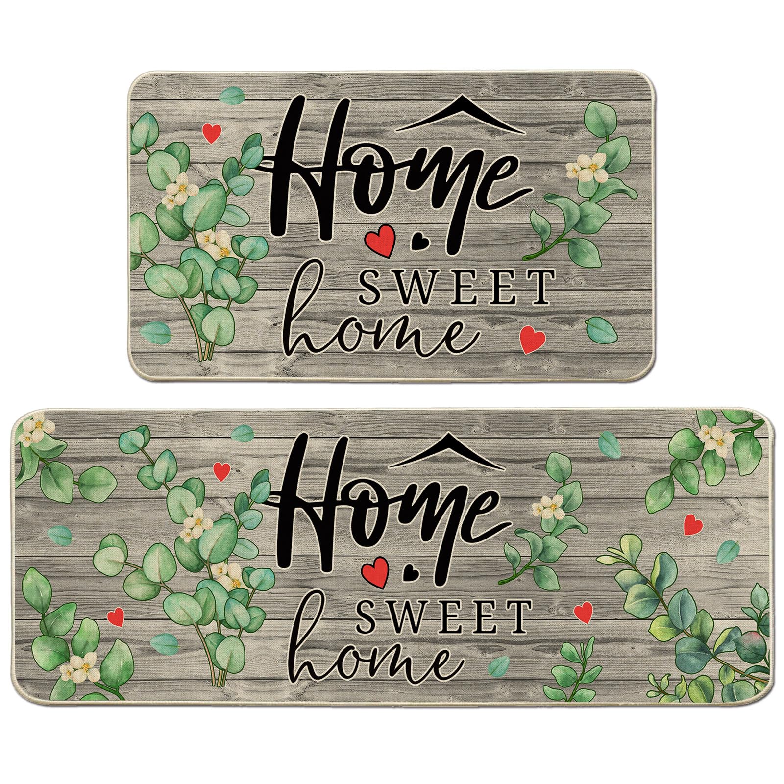 Non-Slip Farmhouse Kitchen Rugs Set of 2 - Eucalyptus Floor Mats for Home Decor 17