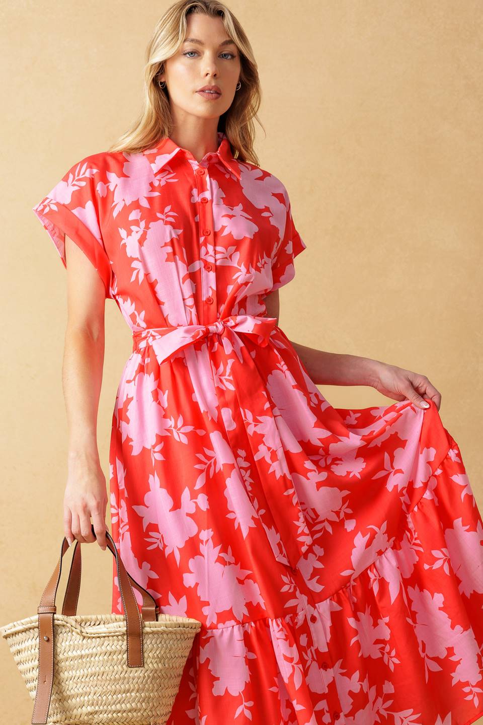 Stylish MAKE IT COUNT Woven Midi Dress for Women - Perfect for Office, Date Night & Summer Outfits