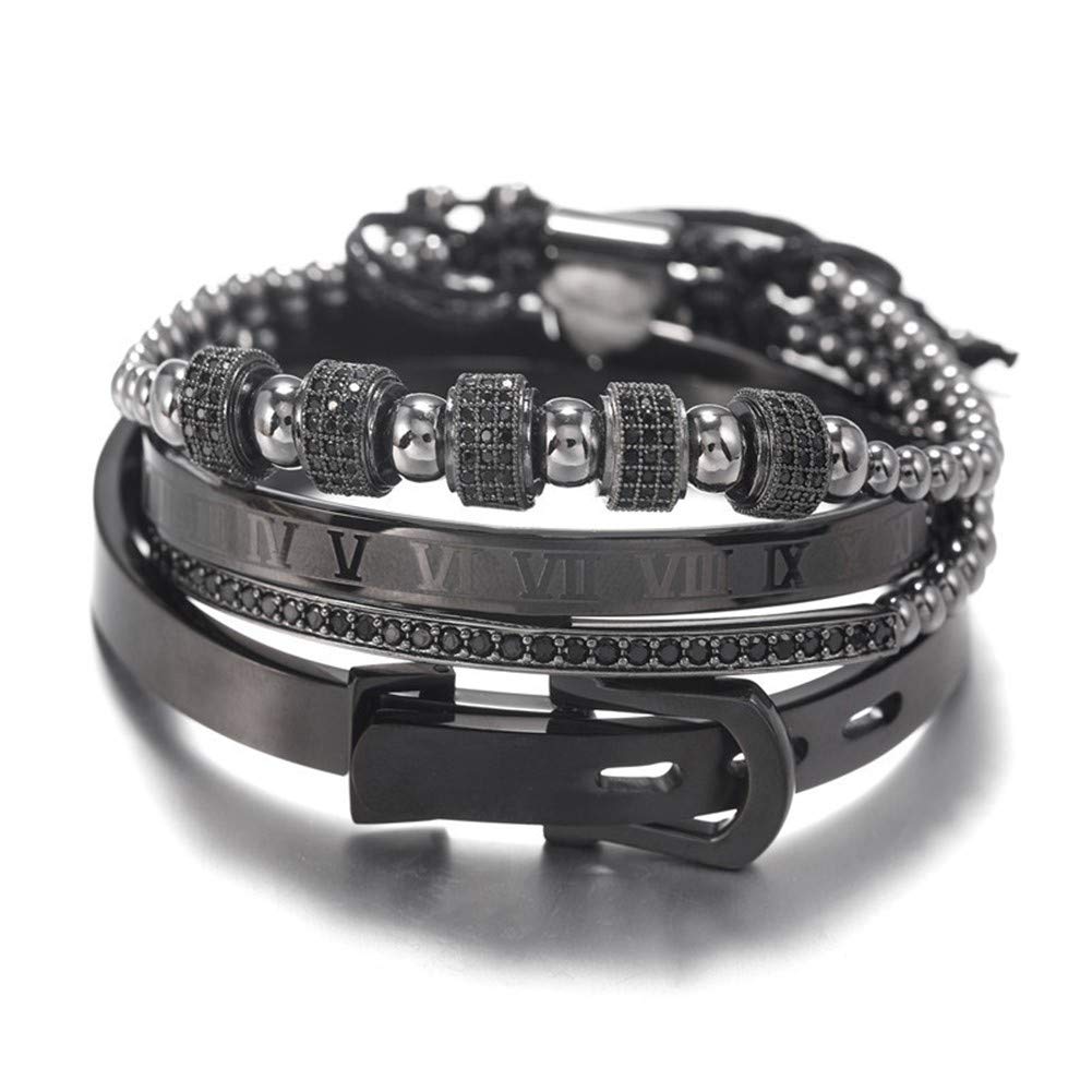 Imperial Crown King 18K Gold Plated CZ Beads Bracelet Set - Luxury Charm Fashion Bangle for Men & Women | Royal Stacked Jewelry Gift with Premium Box | Perfect for Weddings, Parties & Special Occasions