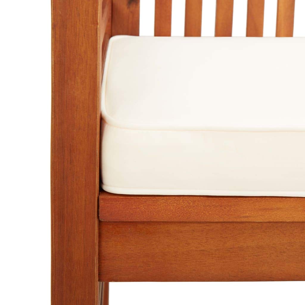 2-Seater Acacia Wood Patio Bench with Cushion - 47.2