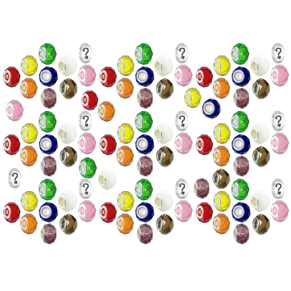 Rainbow Faceted Glass Charms for European Charm Bracelets - 100pcs Colorful Beads for DIY Jewelry Making, Gift Giving & Pandora Style Bracelet Accessories