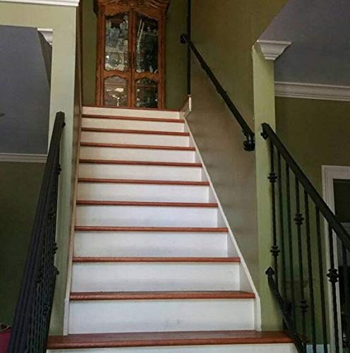 2' Scroll Wrought Iron Handrail with Adjustable Brackets - Elegant Staircase Railing for Indoor/Outdoor Home Safety & Decoration