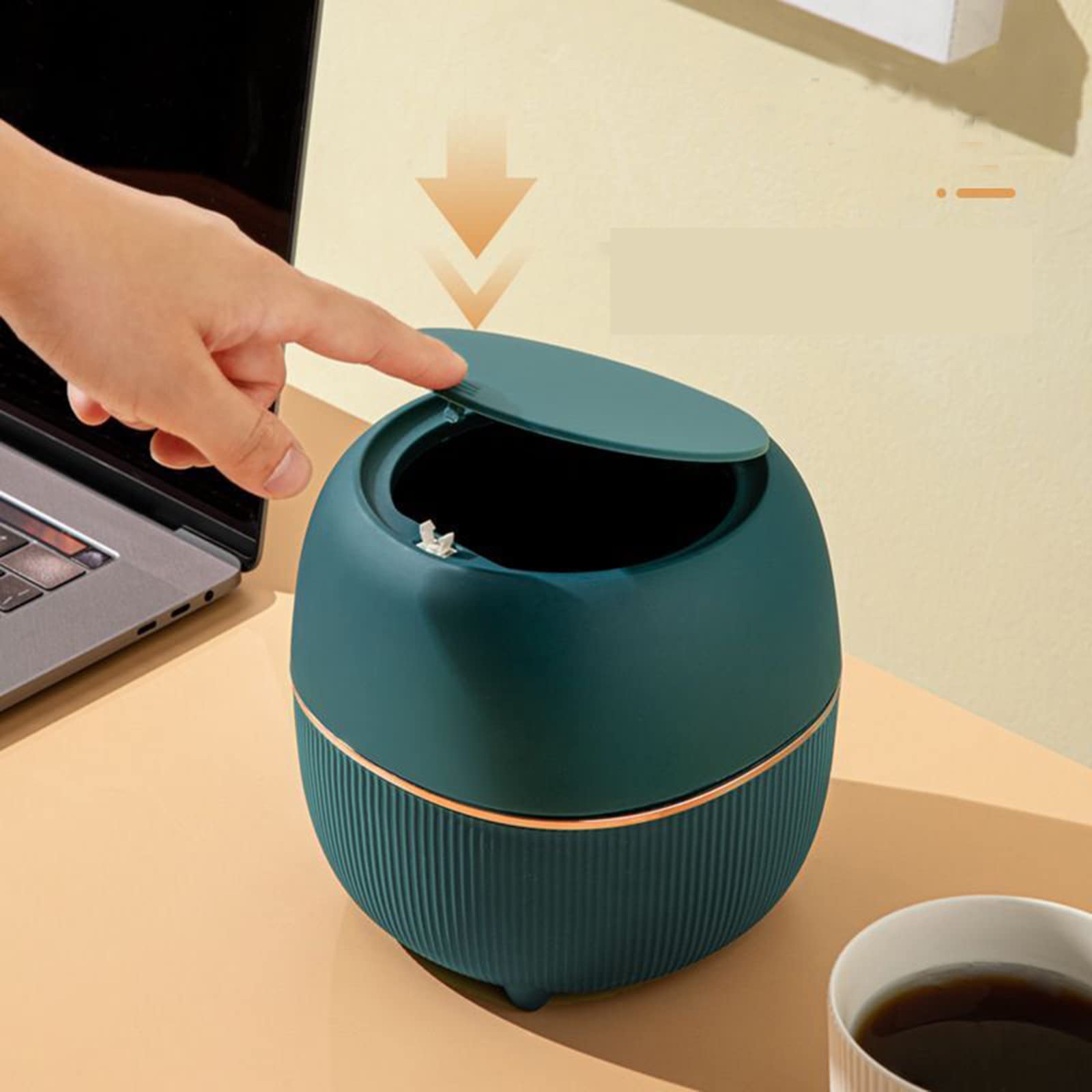 Eco-Friendly Mini Desktop Trash Can with Lid - Small Plastic Waste Bin for Home & Office Organization - Includes 50 Trash Bags (Green) | Perfect for Desk, Bathroom, Bedroom & Dorm Room Cleaning