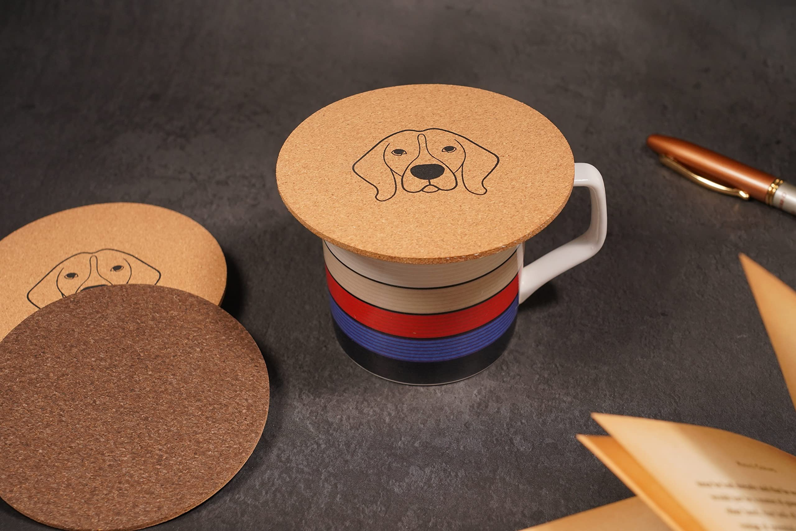 Premium Natural Cork Coasters Set of 4 - 10cm Diameter for Tea, Coffee, Beer & Wine | Eco-Friendly Drink Protectors for Mugs, Cups, Glasses & Bottles | Perfect for Home, Office, Restaurant & Bar Use