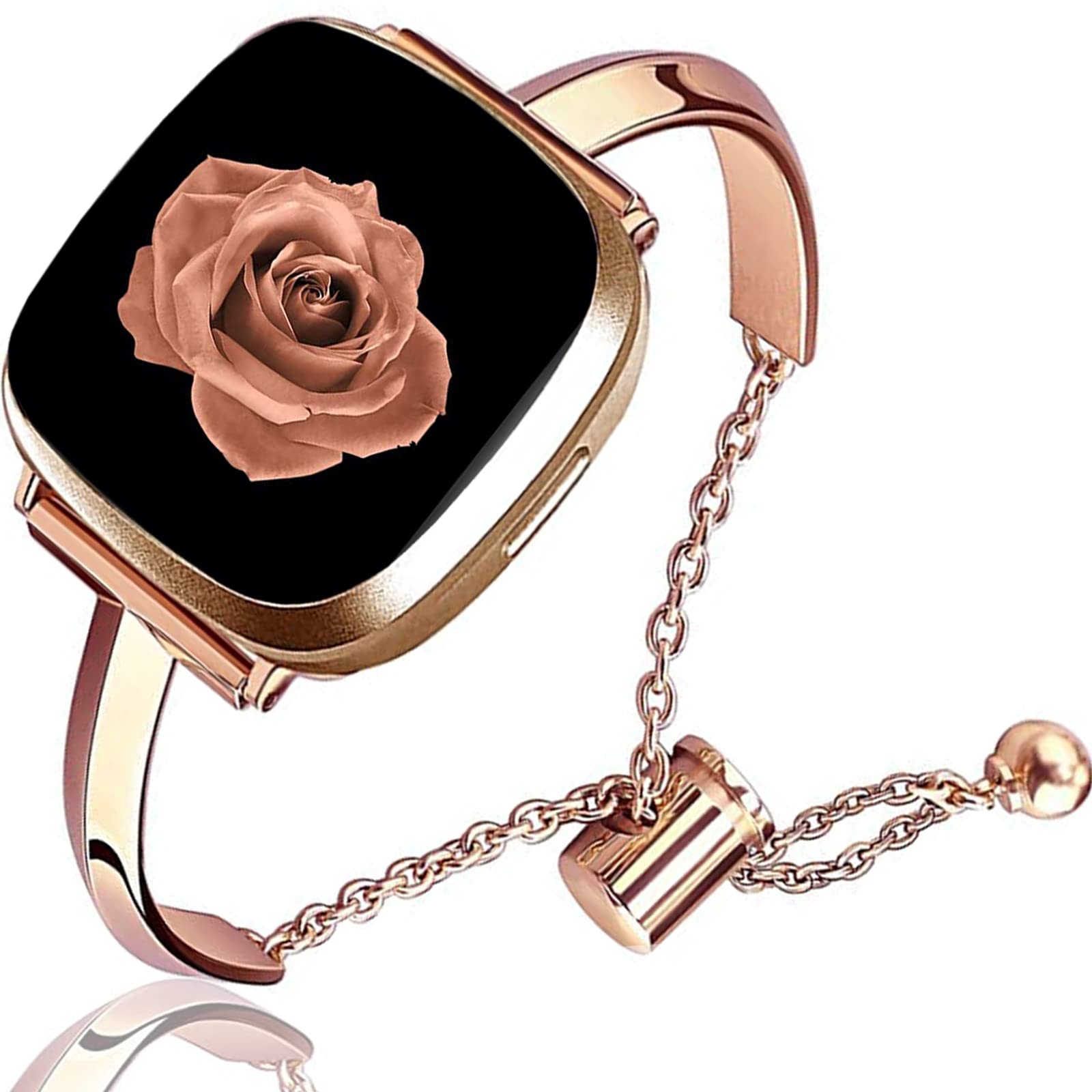Premium Stainless Steel Jewelry Bracelet Band for Fitbit Versa 4/Versa 3/Sense 2/Sense - Luxury Dressy Chain Link Replacement Strap - Elegant Accessory for Work, Parties & Special Occasions