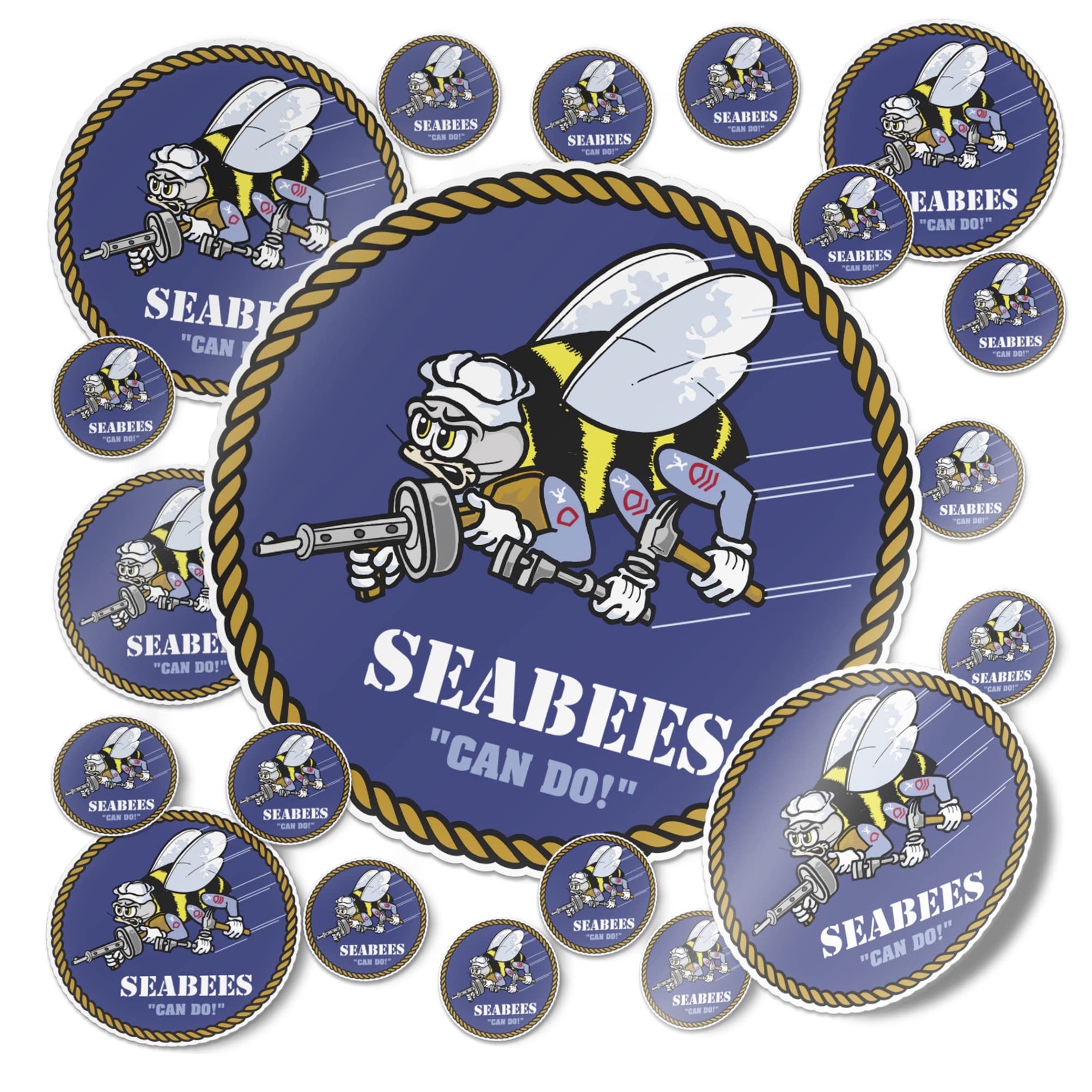 US Navy Seabees Officially Licensed Vinyl Decal Sticker - Desert Cactus Design for Laptop, Water Bottle, Car & Scrapbook - Patriotic Military Gift for Veterans & Navy Fans