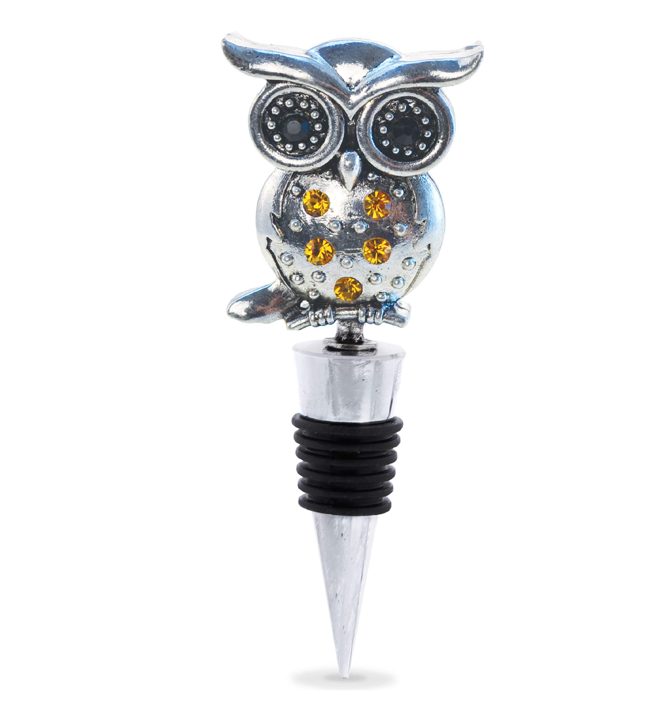Cheers Owl Metal Wine Stopper - Elegant Vacuum Seal Reusable Bird Wildlife Animal Wine Bottle Stopper | Airtight Leak Proof Bottle Topper Cork Plug | Cute Home Bar Decor & Unique Gift Idea | Perfect for Wine Lovers, Dinner Parties & Housewarming Gifts