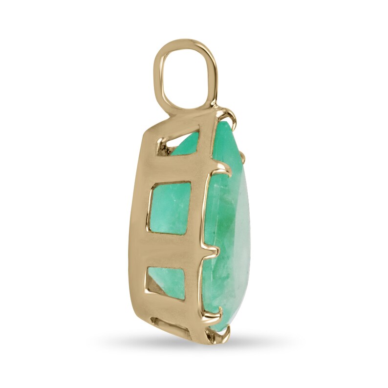 16.15ct 14K Gold Pear Cut Spring Green Emerald Pendant Necklace - 8 Prong Claw Setting, Elegant Teardrop Jewelry for Weddings, Parties & Special Occasions