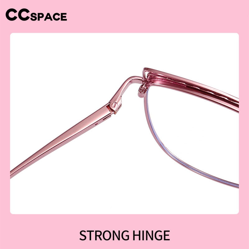 CCspace Women's Full Rim Square Cat Eye Alloy Eyeglasses Frame 55938 - Stylish Reading Glasses for Work, Office & Everyday Fashion Accessory