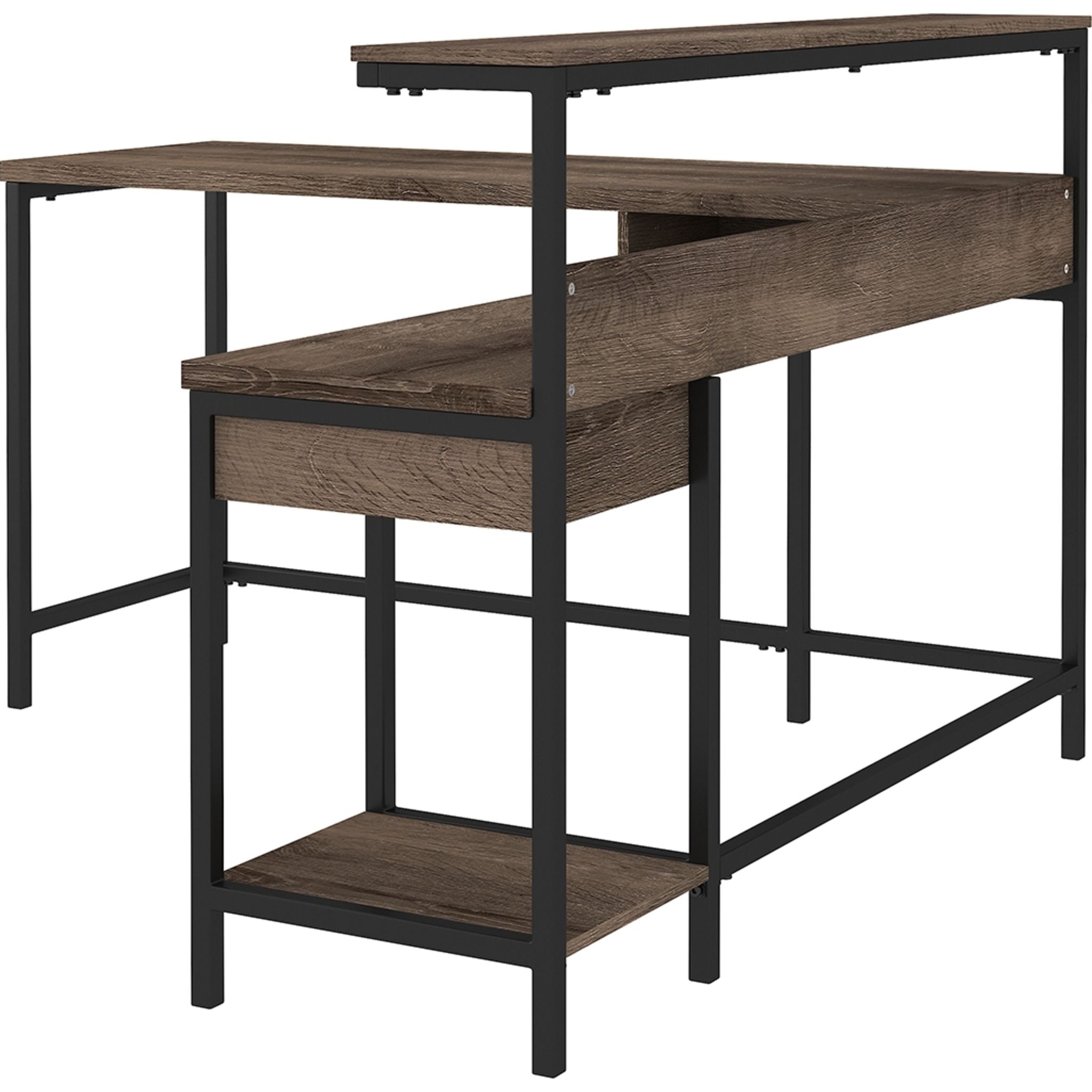 Arlenbry L-Shaped Desk with Storage, Gray Home Office Desk - Perfect for Small Spaces, Gaming & Workstation Setup