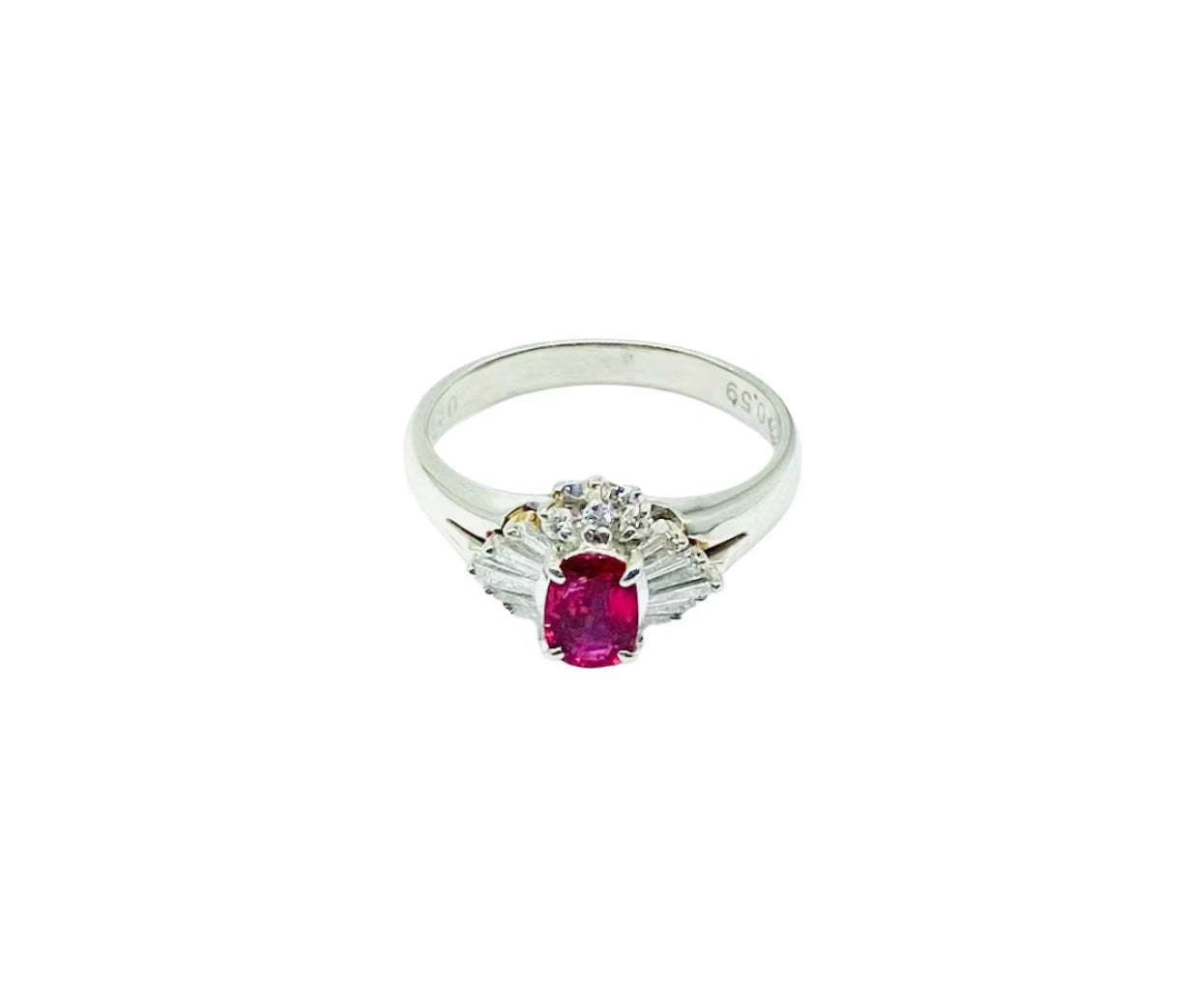 Platinum 40ptw Diamond & 59pt Ruby Oval Engagement Ring for Women - Elegant Wedding Band, Anniversary Gift, Special Occasion Jewelry