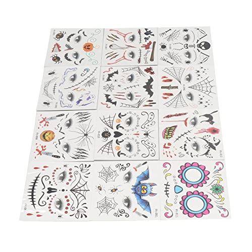 12Pcs Halloween Temporary Tattoos - Safe, Fun Cartoon Body Stickers for Adults | Perfect for Halloween Parties, Club Events & Costume Accessories
