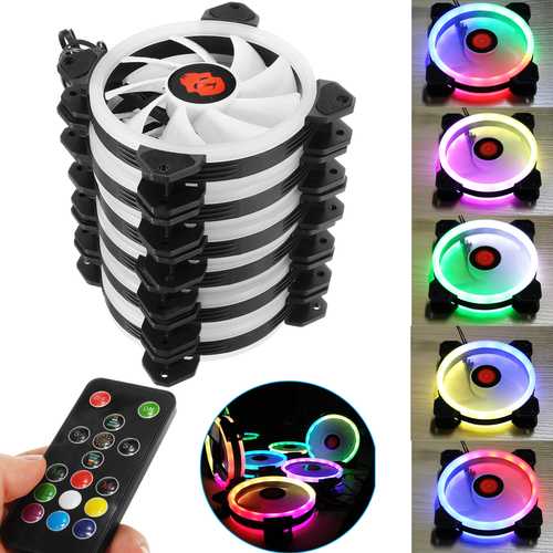 Coolmoon 6-Pack 120mm RGB LED PC Case Fans with Adjustable Speed & IR Remote Control - Perfect for Gaming PC Builds, Computer Cooling & Custom RGB Lighting Setups