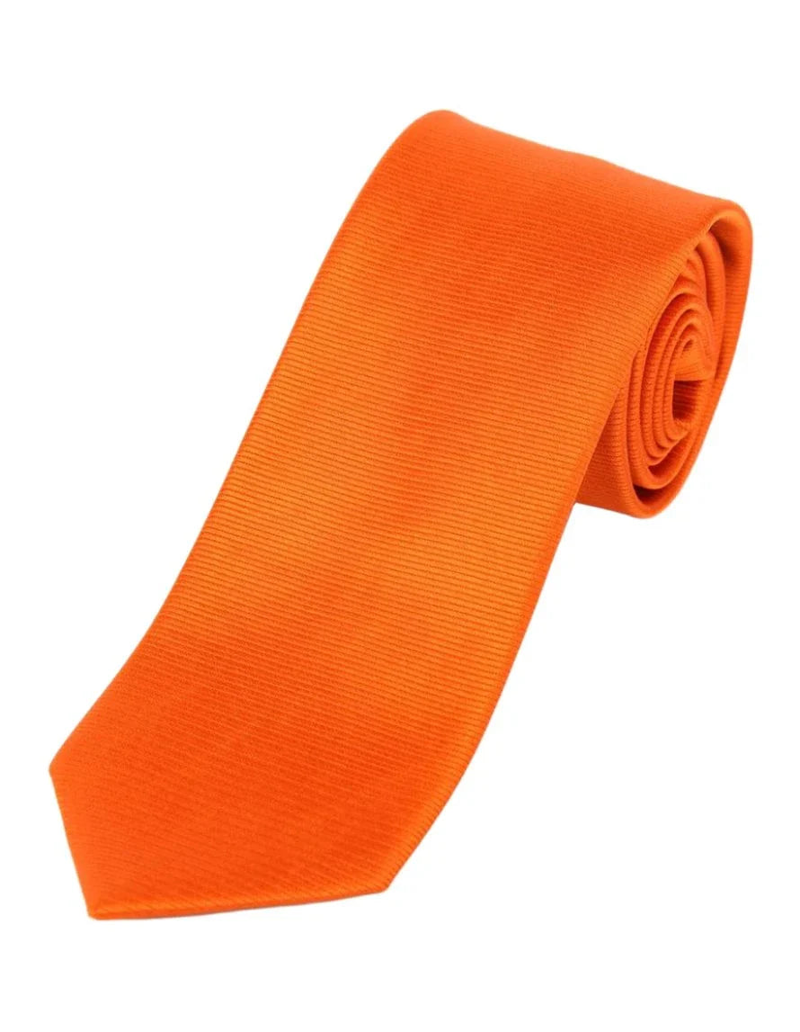 JA Ribbed Twill Silk Tie for Men - Elegant Orange Necktie for Business, Weddings & Formal Occasions