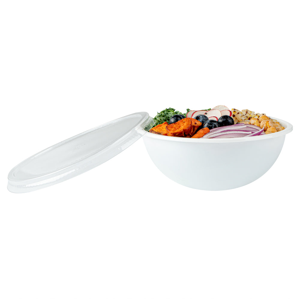 18 oz Round White Plastic Salad Bowls - 6 x 6 x 2.5 Inches - Pack of 200 - Disposable Party Bowls for Salads, Snacks, Desserts & Catering Events