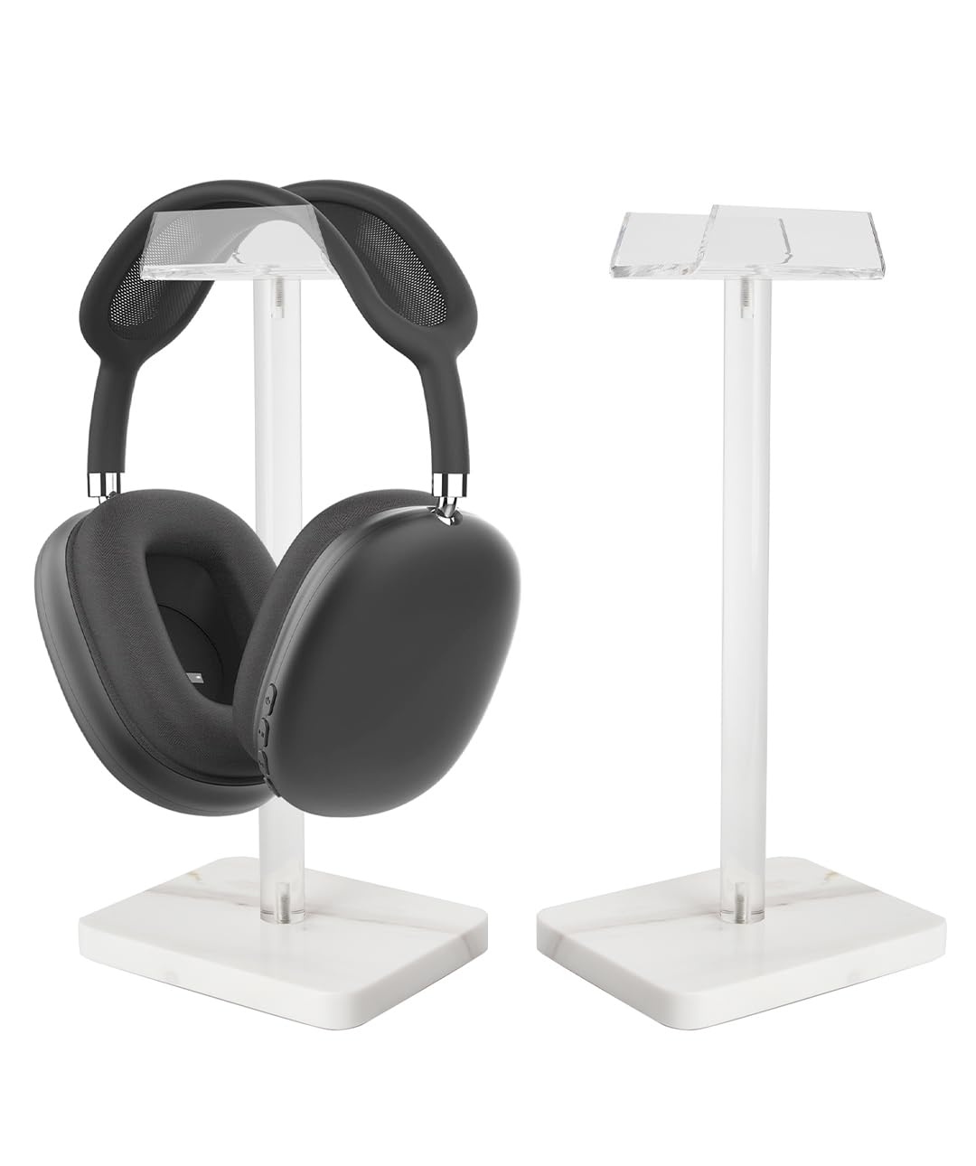 Acrylic & Marble Headphone Stand for Desk - Universal Gaming Headset Holder with Non-Slip Base - Perfect for Music, Work & Gaming Accessories (1 Pack, DP029) - Ideal for Home Office, Gaming Setup & Studio Organization