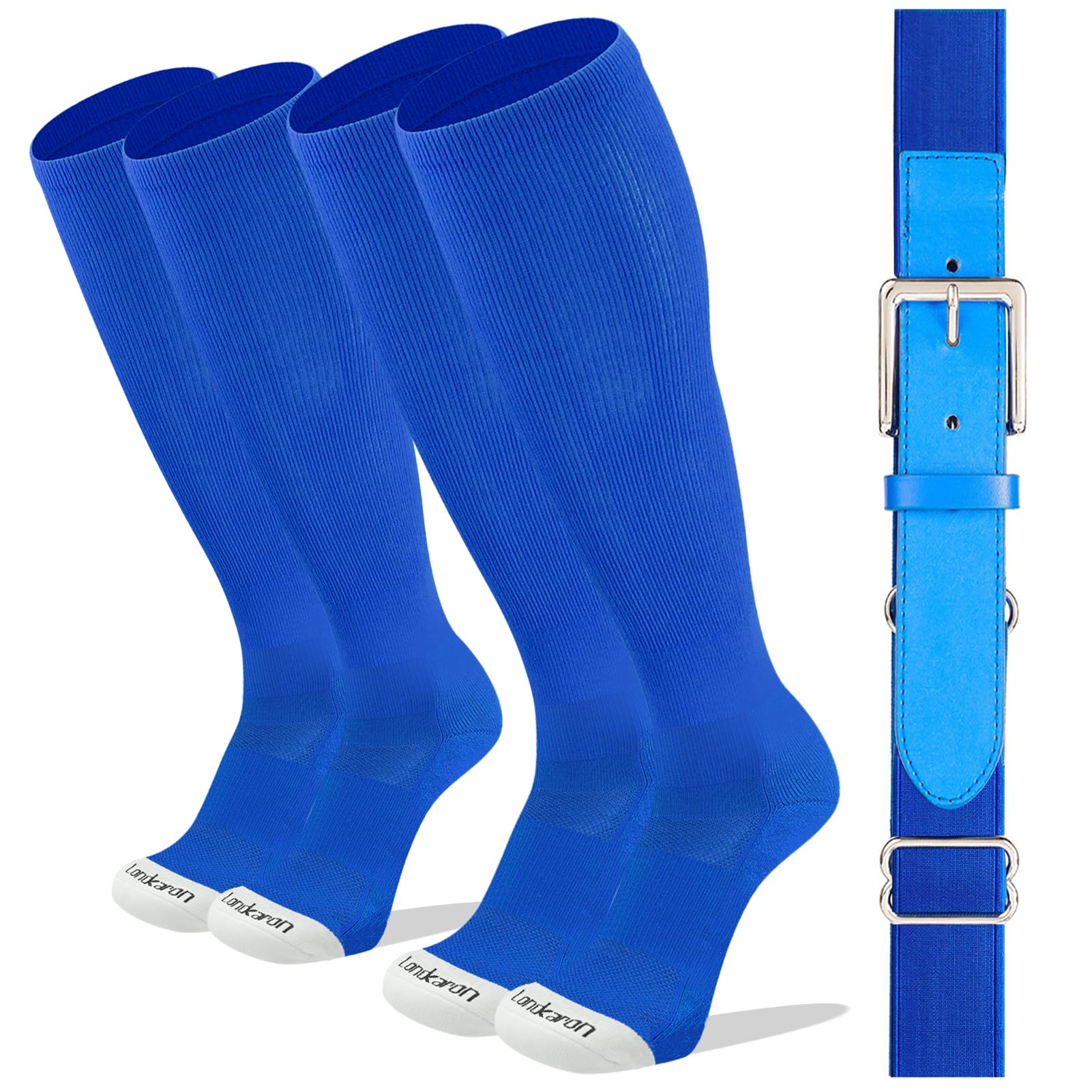 Londkaron Elite Baseball Socks & Belt Combo - 2 Pairs Moisture-Wicking Performance Socks + 1 Adjustable Belt for Baseball & Softball Players - Perfect for Games, Practice & Training Sessions