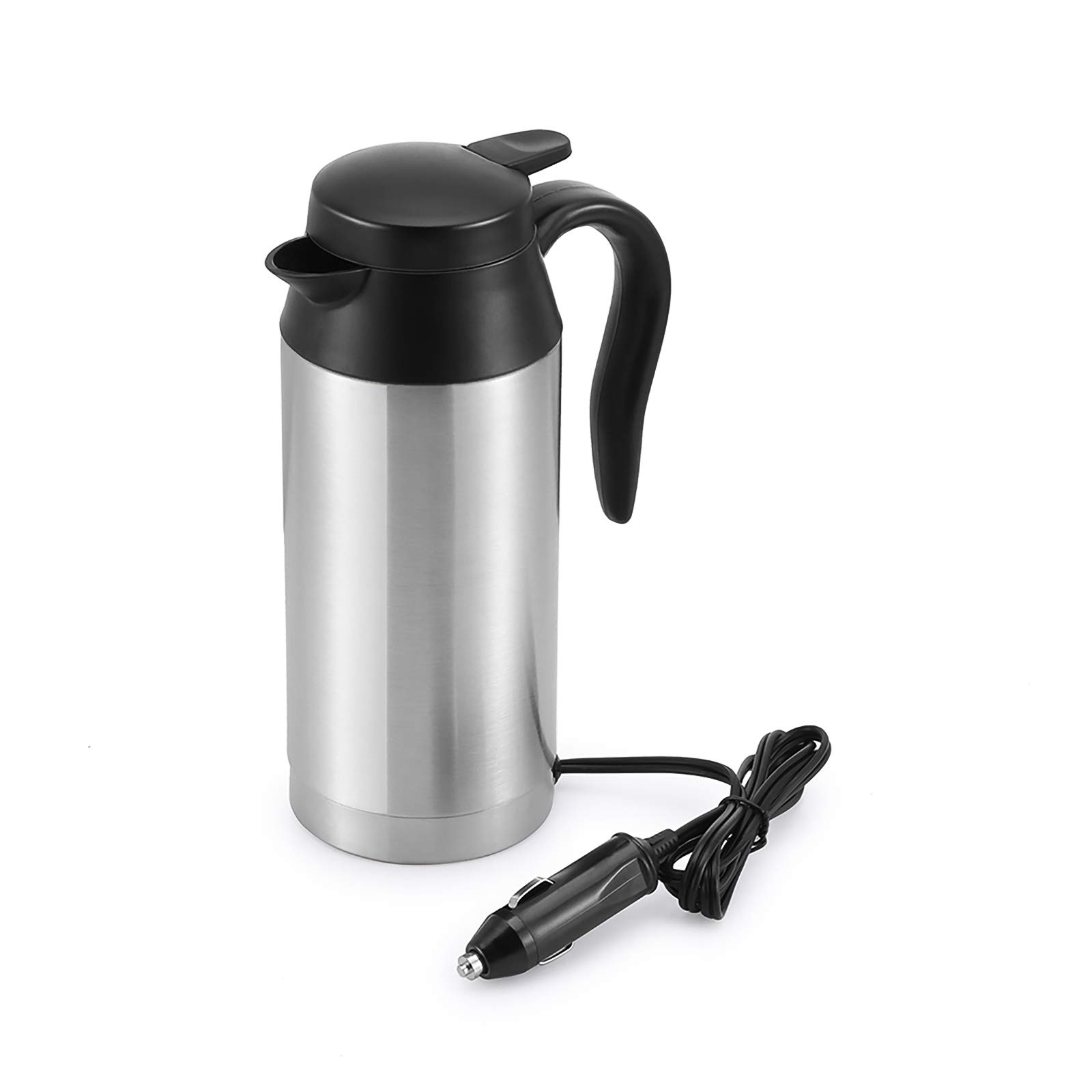 S SUNSBELL 750ml Portable Car Kettle - 12V DC Stainless Steel Travel Mug with Heater for Coffee, Tea & Hot Water - Perfect for Road Trips, Camping & Office Commutes