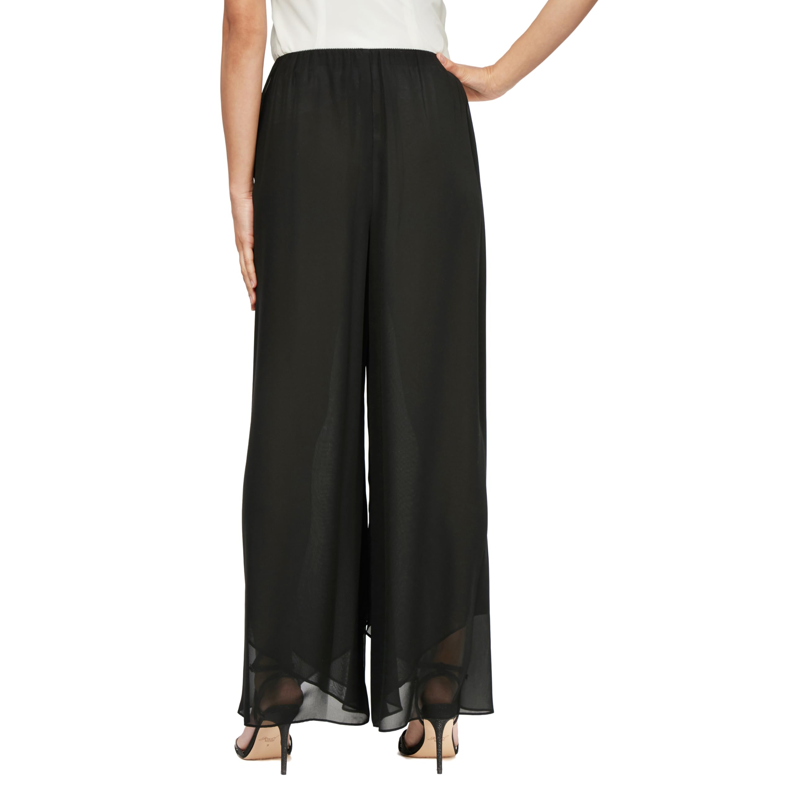 Alex Evenings Women's Wide Leg Chiffon Dress Pants - Elegant Formal Wear for Mother of The Bride, Wedding Guest & Special Occasions (Petite & Regular Sizes) | Perfect for Weddings, Cocktail Parties & Evening Events