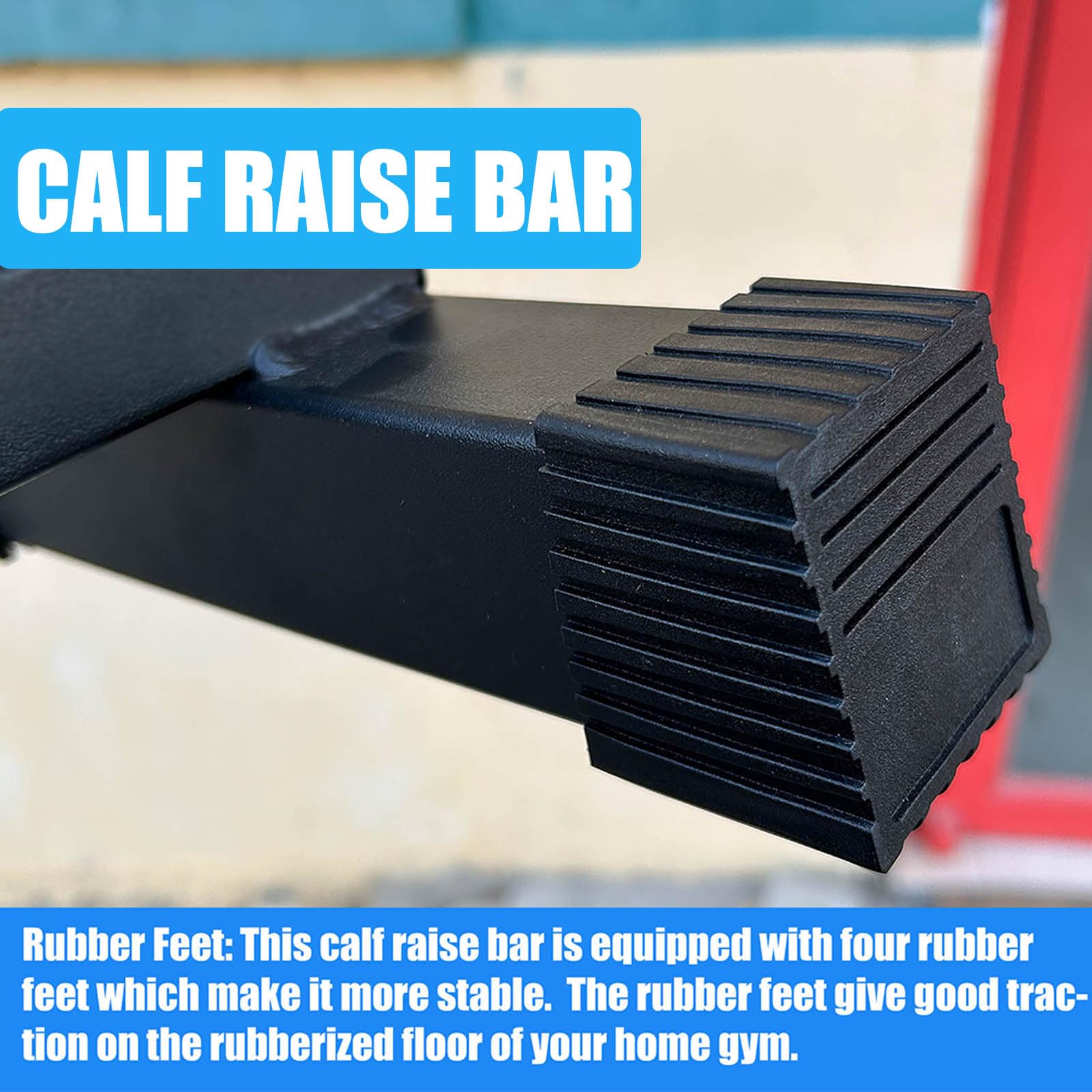 BLUSLM Steel Calf Raise Bar - Adjustable Standing Calf Stretching Machine for Squats, Foot Stretch & Strength Training - Anti-Slip Solid Block for Home Gym & Fitness Studio (Calf Raise BAR 1) - Perfect for Leg Day Workouts & Physical Therapy Recovery