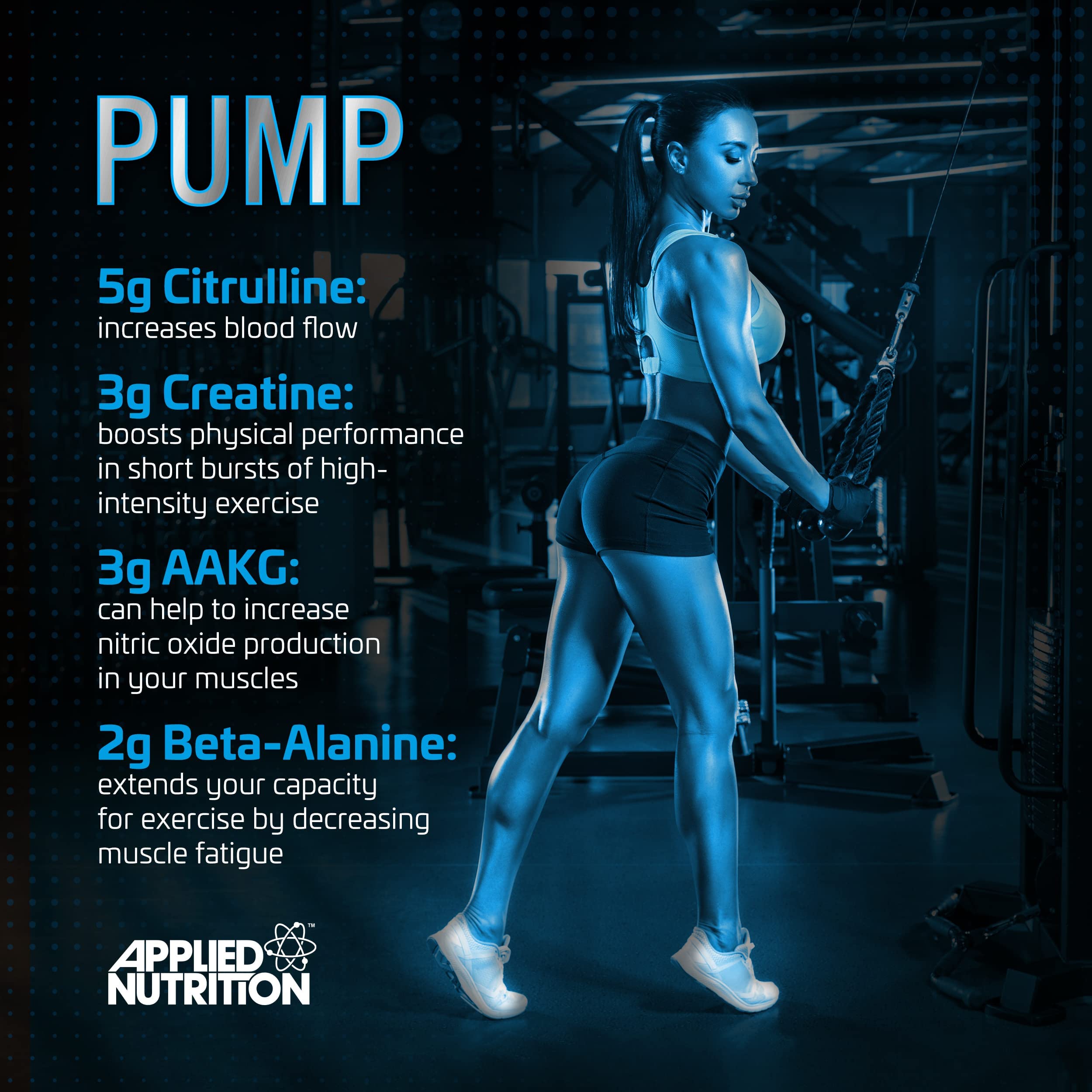 Applied Nutrition Pump 3G Stimulant-Free Pre-Workout Powder - Fruit Burst Flavor (375g) | Muscle Pump & Endurance Booster for Gym & Fitness Training | EAN 634158794346