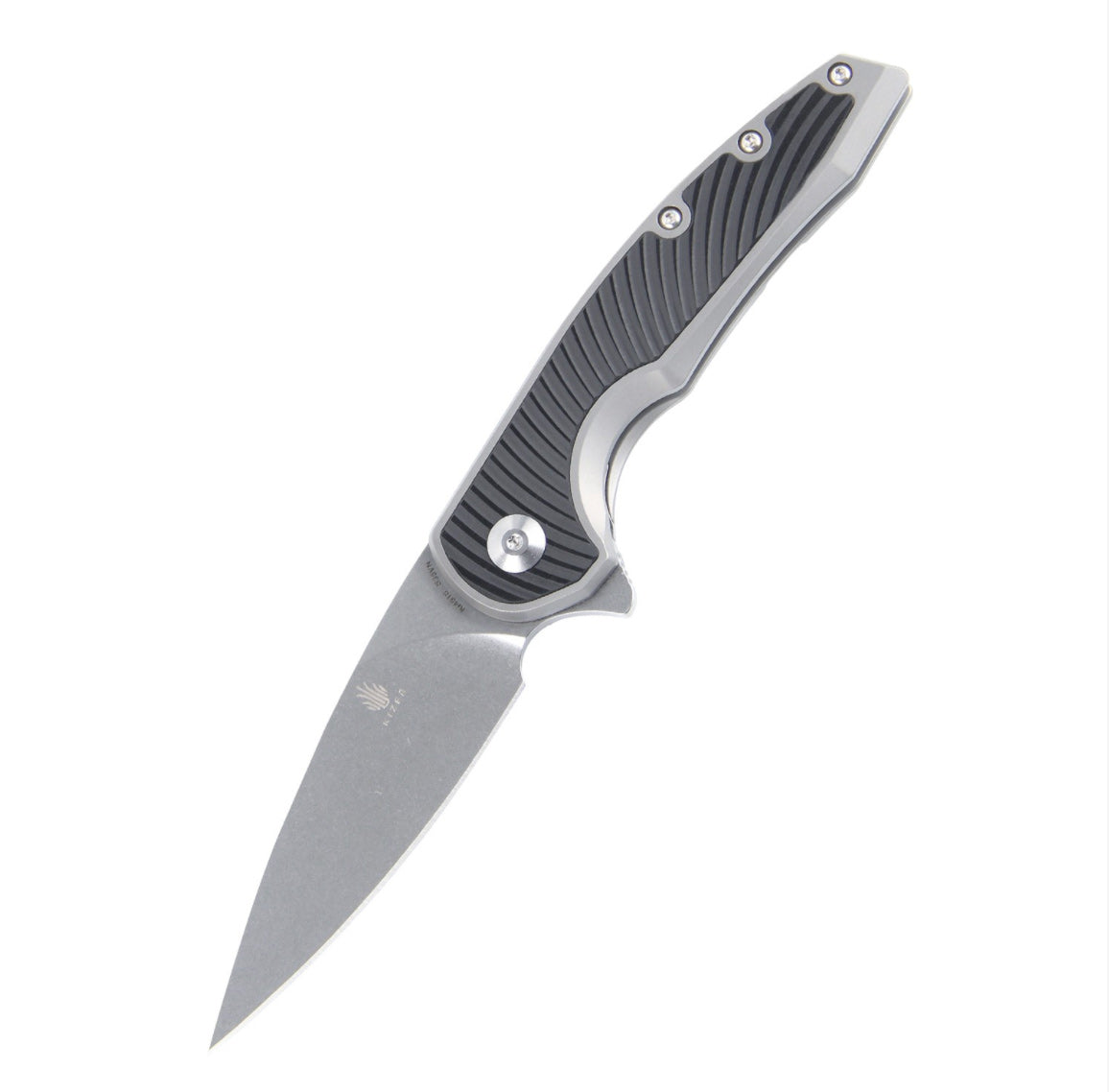 Kizer Ki4518 Ginesis Frame Lock Folding Knife - Titanium Handle with Carbon Fiber Inlay - EDC Pocket Knife for Outdoor, Camping & Everyday Carry