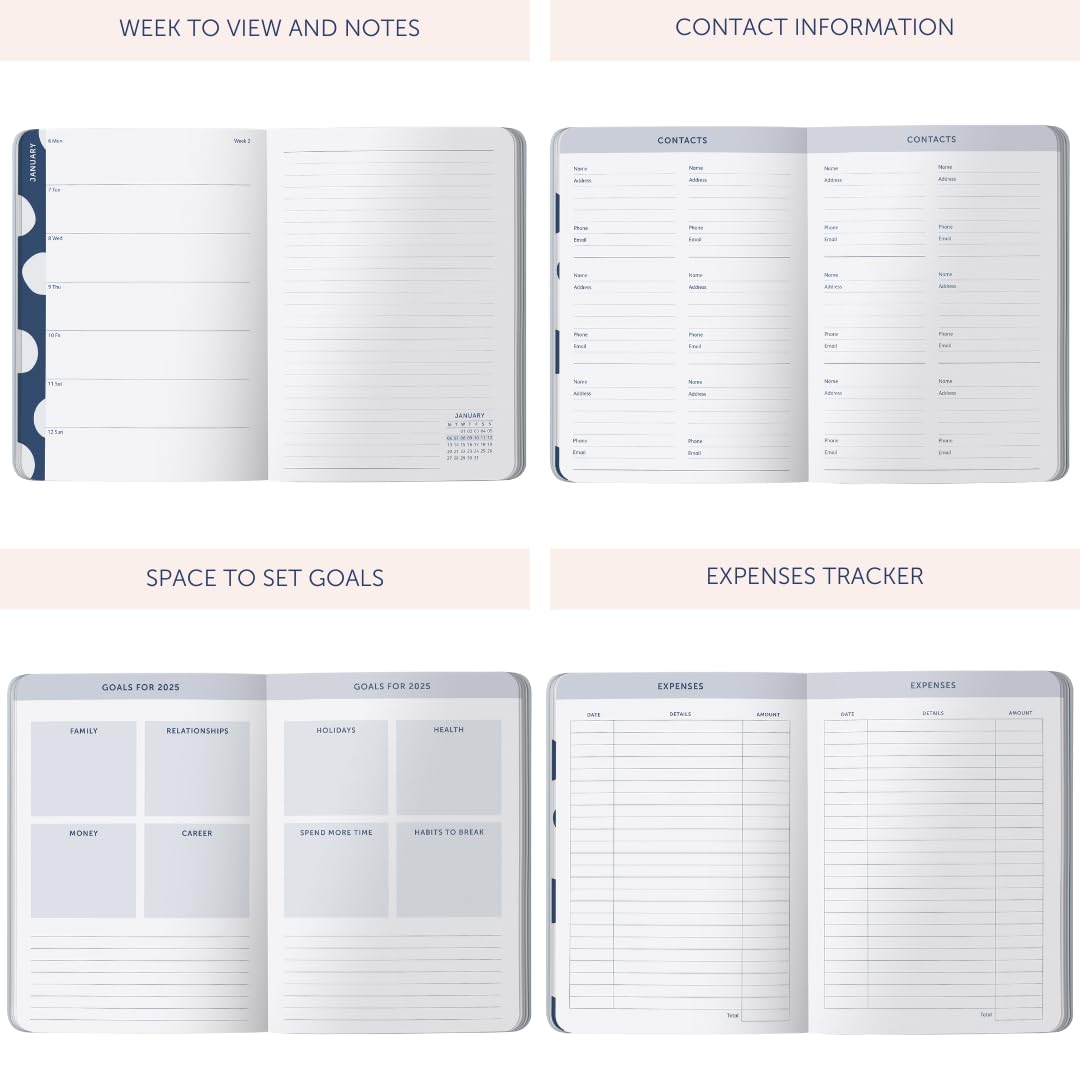 2025 Busy B A5 Weekly Planner - Compact Academic & Work Diary with Week-to-View Layout, Notes Pages & Elastic Closure | Perfect for Students, Teachers & Professionals | Fuchsia Planner (January-December) | Ideal for School Scheduling, Office Tasks & Daily Organization