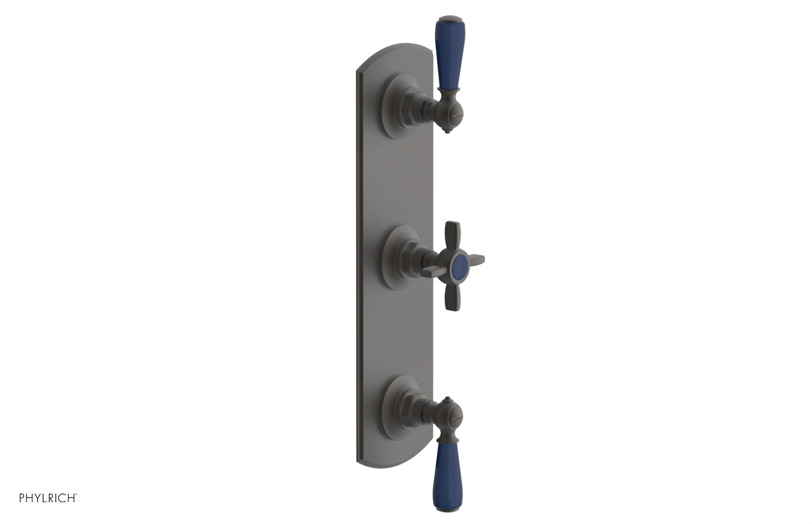 Jamestown Thermostatic Shower Valve with Dual Volume Control - Navy Blue Accents (Model 4-740) for Modern Bathroom & Spa Experience