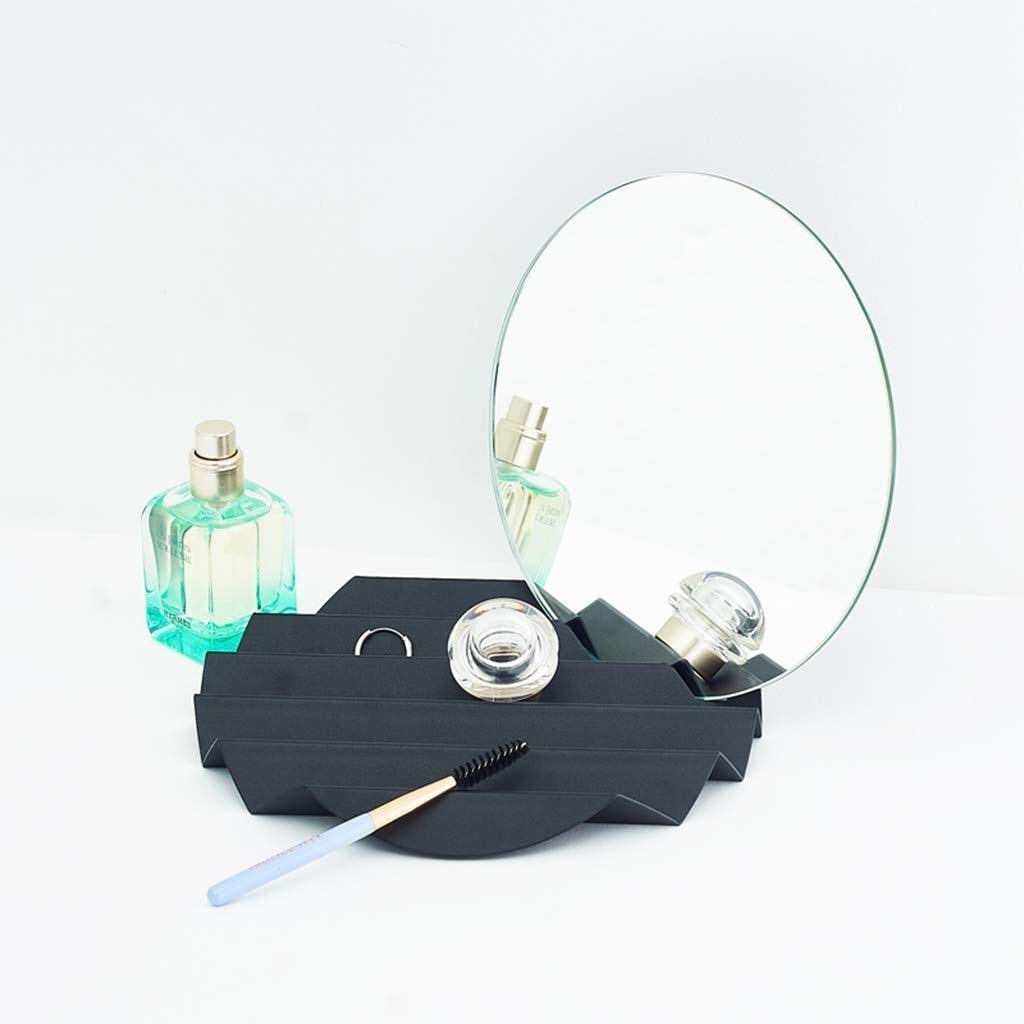 Portable Makeup Mirror with LED Lights - Compact Desktop Vanity Mirror for Students, Princess Style Dressing Mirror with Storage - Perfect for Bedroom, Dorm Room & Travel Makeup Application