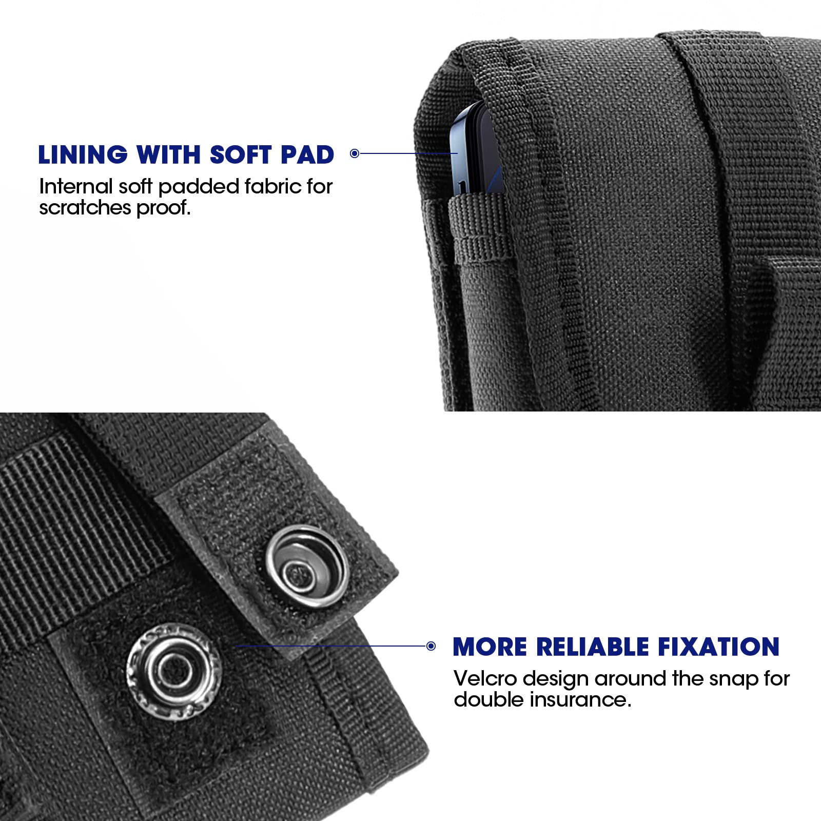 Tactical MOLLE Phone Pouch for iPhone 16 Pro Max/15/14/13 & Samsung Galaxy S25 Ultra/S24/S23 & Pixel 9 - Military Waist Holster with Belt Clip, D-Ring & Secure Buckle - Perfect for Outdoor Activities, Hiking, Camping and Tactical Gear