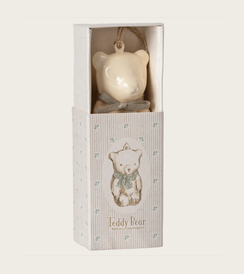 Maileg Boxed Teddy Bear Metal Ornament - Vintage Style Collectible Gift for Kids & Adults | Perfect for Christmas Tree Decor, Nursery Room, Gift Giving & Collectors Display