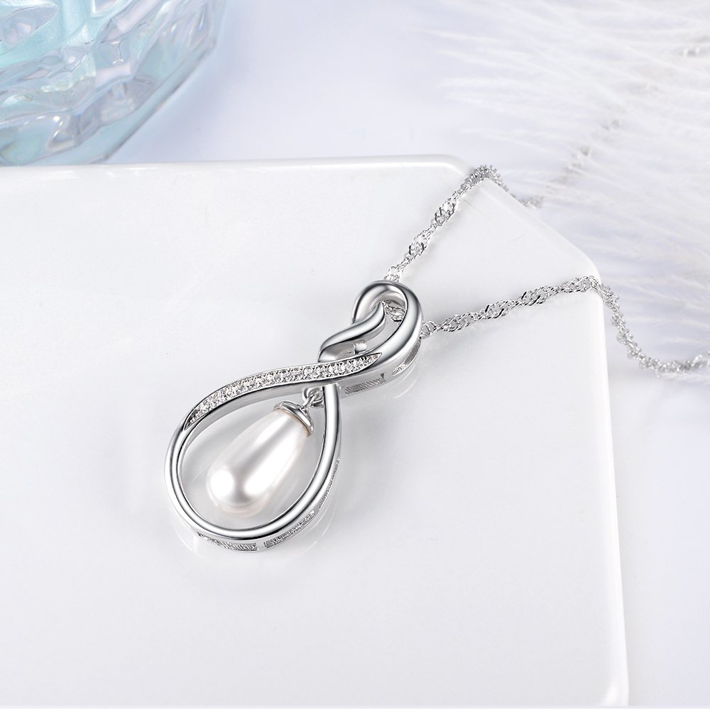 Forever Love Infinity Necklace for Women - April & May Birthstone Jewelry with Simulated Diamond & Emerald - 925 Sterling Silver Necklace Gift for Wife, Mom, Her - Perfect for Birthdays, Anniversaries & Special Occasions