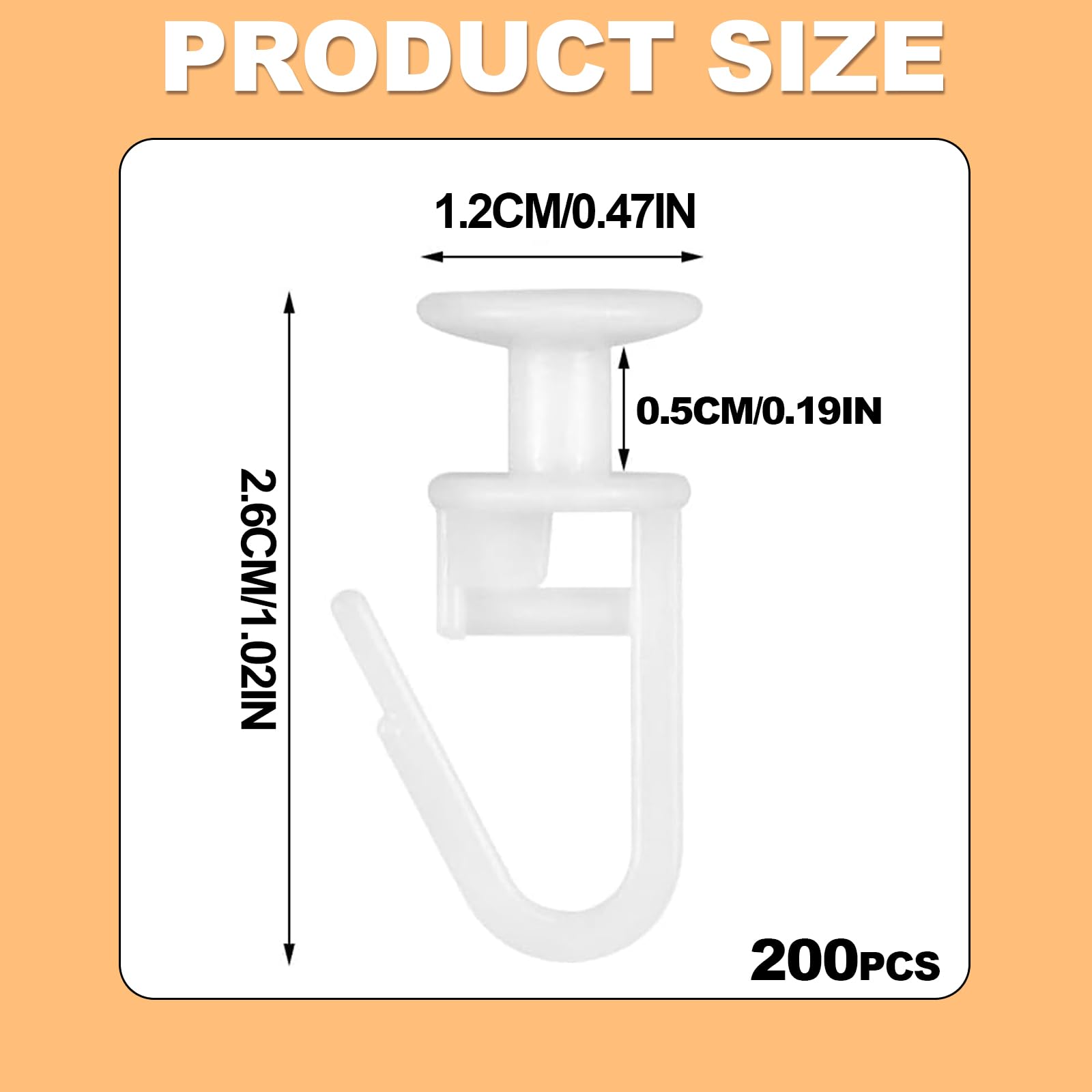 200 Pieces Sliding Curtain Hooks - Heavy Duty Curtain Track Gliders for Smooth Sliding - Perfect for Living Room, Bedroom & Office Window Treatments