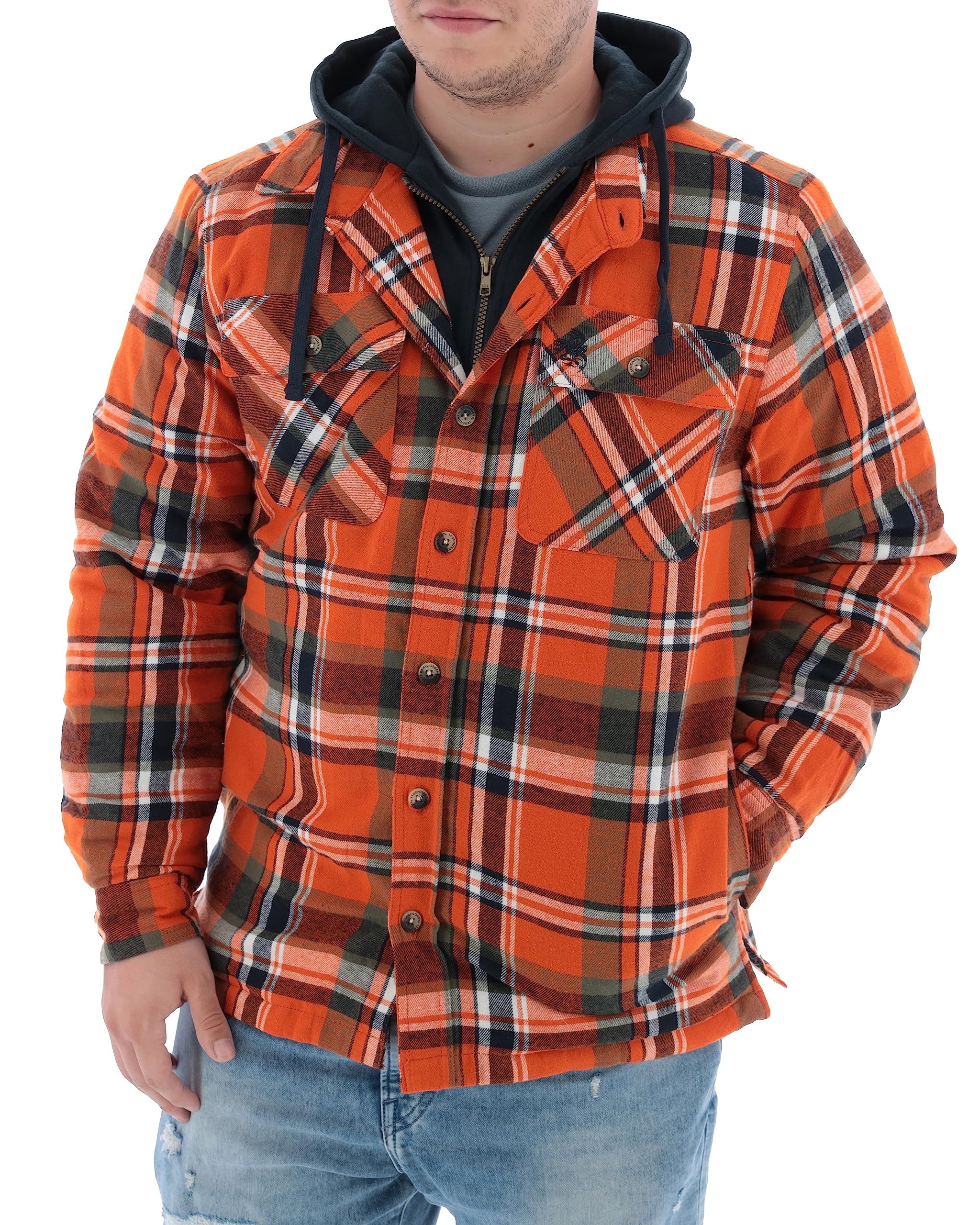 Legendary Whitetails Men's Maplewood Hooded Shirt Jacket - Lightweight Flannel Shirt Jacket for Outdoor Camping, Hiking & Casual Wear