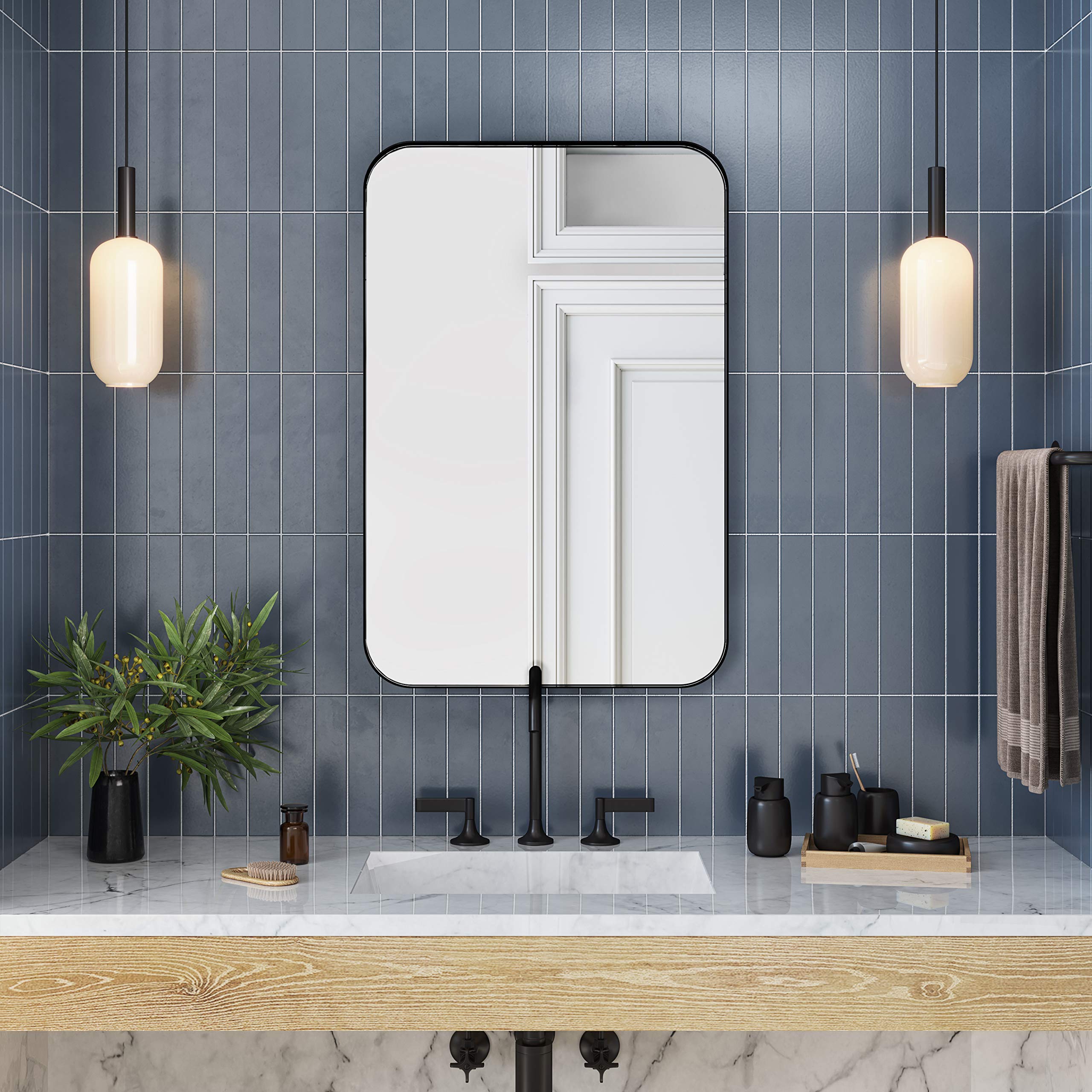 Better Bevel Wall Mirror - Black Metal Frame Bathroom Vanity Mirror 24