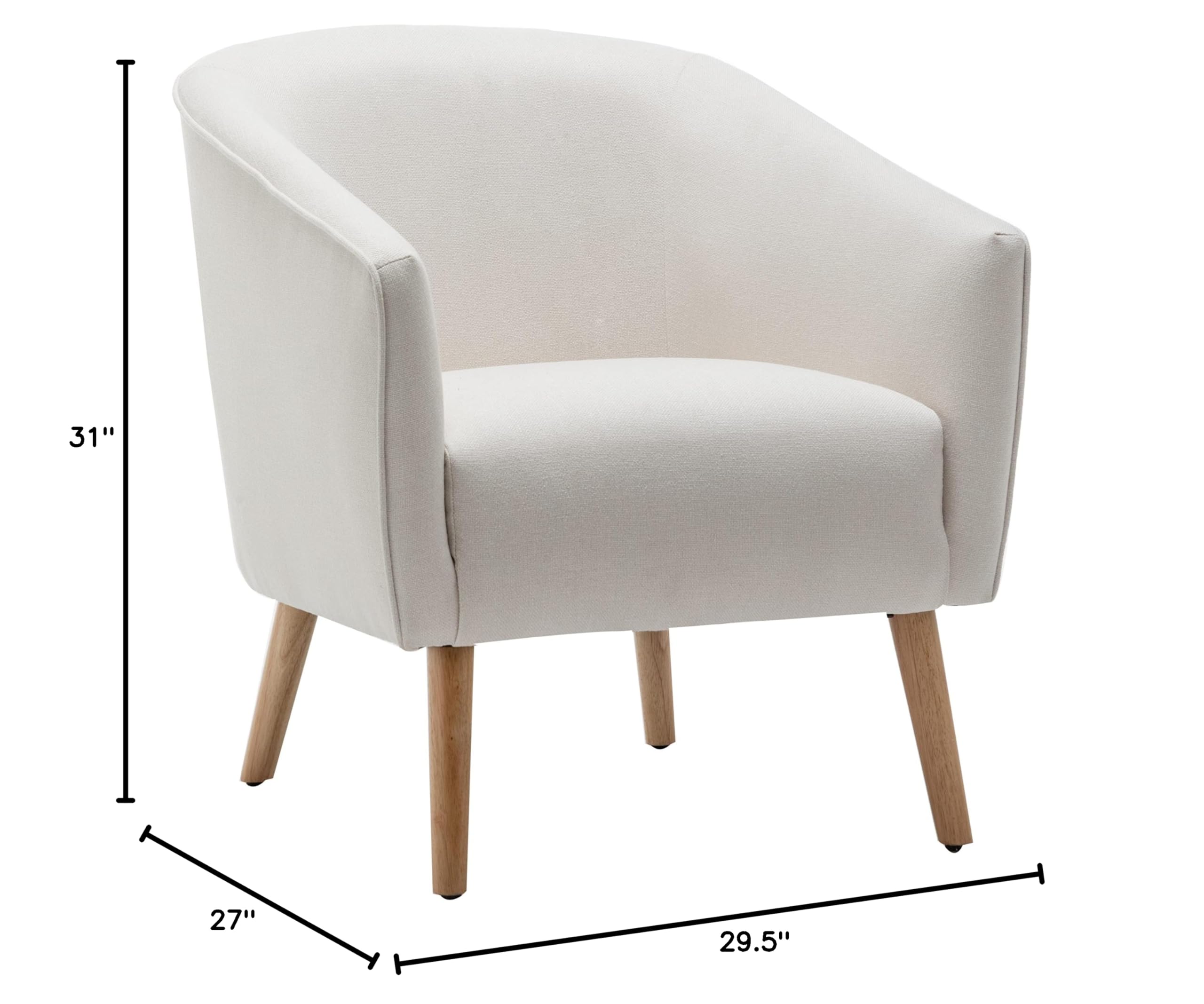 Mid-Century Modern Barrel Accent Chair with Tapered Legs - Cream Fabric Upholstered Lounge Chair for Living Room, Bedroom & Office - Stylish Comfortable Seating for Relaxing & Reading