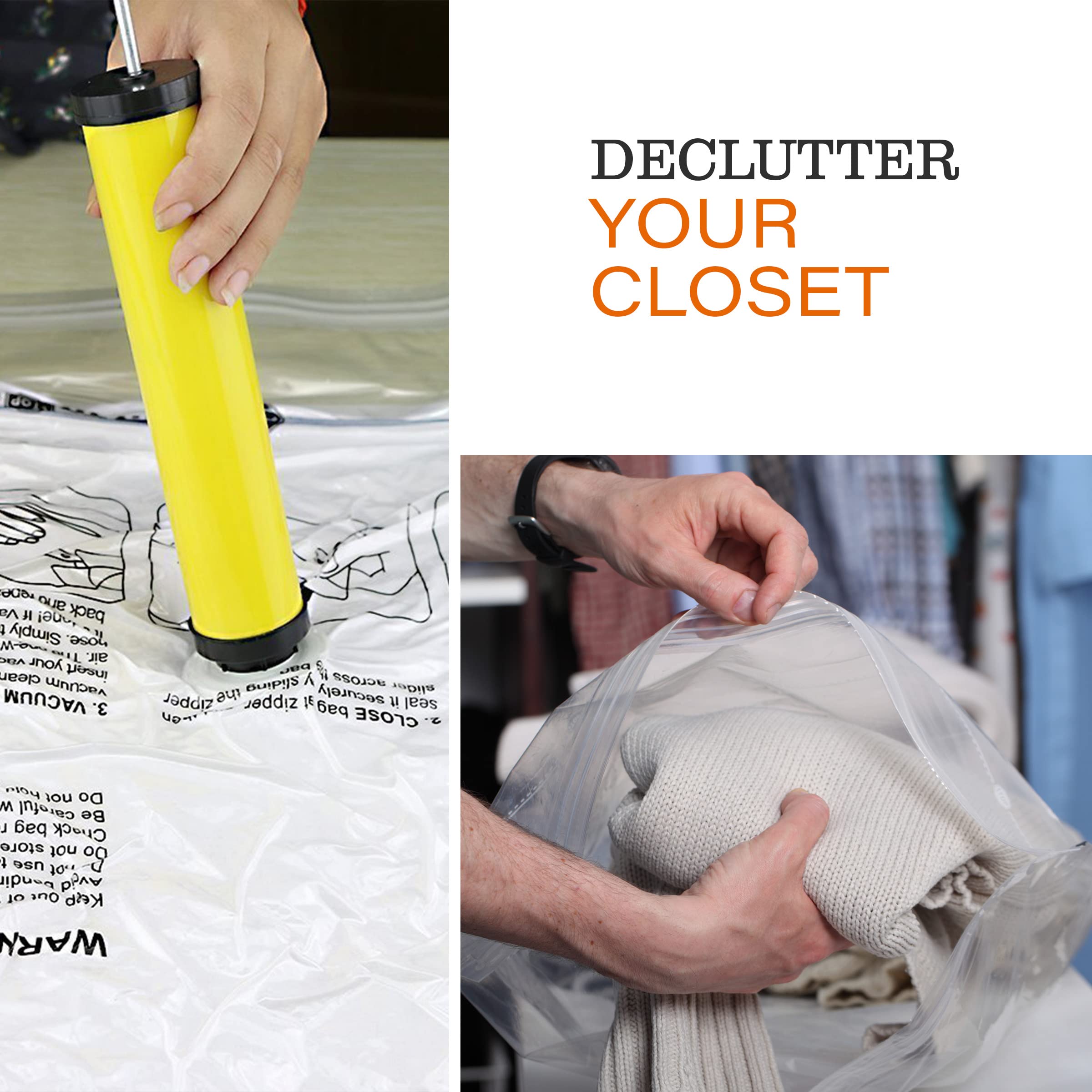 50 Pack Vacuum Storage Bags - Space Saving Compression Bags for Travel, Clothes, Blankets & Seasonal Storage | Airtight Space Saver Bags in 4 Sizes with Hand Pump | Perfect for Closet Organization & Moving by Home-Complete