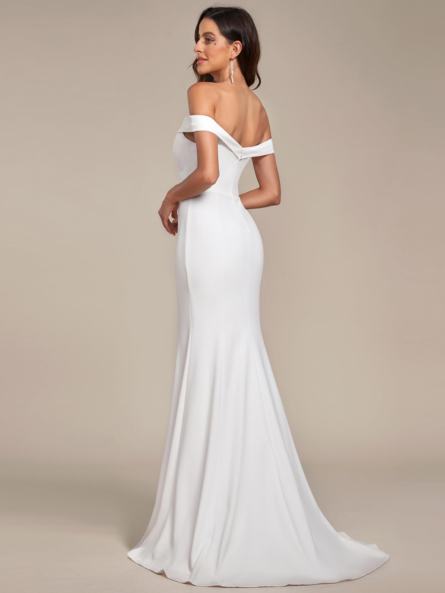 Ever-Pretty Women's Off-Shoulder Mermaid Sweep Train Long Wedding Dress for Bride 0247 - Elegant Bridal Gown for Beach, Church & Formal Weddings