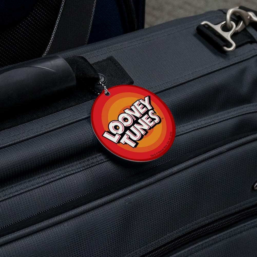 Looney Tunes Logo Round Luggage ID Tag - Durable Suitcase & Carry-On Baggage Identifier - Perfect for Travel, Business Trips & Vacation Identification