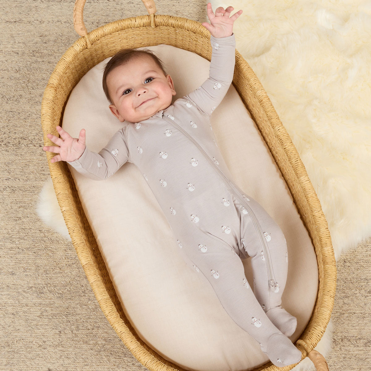 Bamboo Zip Footie Pajamas with Snowmen Print - Cozy Winter Sleepwear for Babies & Toddlers - Perfect for Cold Weather & Holiday Photos - FINAL SALE