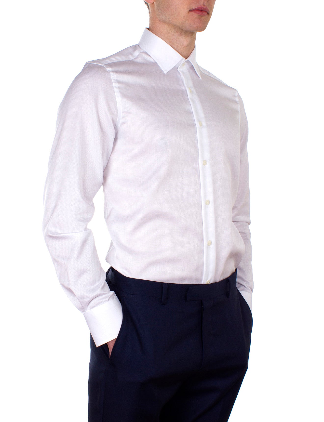White Textured Slim Fit Shirt for Men | Casual Office Wear & Date Night Outfit | Breathable Comfortable Button Down Shirt