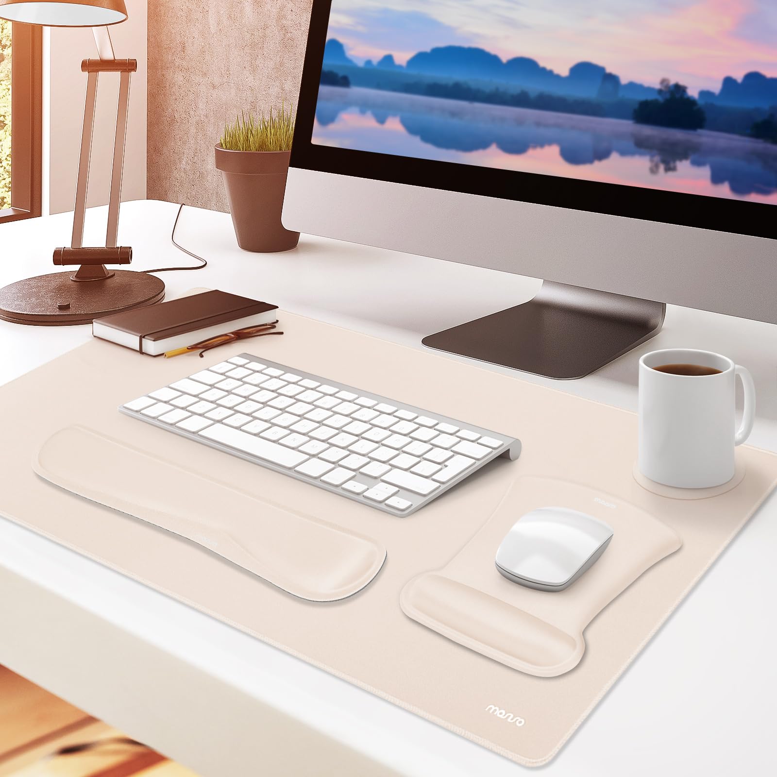 MOSISO Gaming Mouse Pad Set with Wrist Rest - Ergonomic Non-Slip for Office & Home