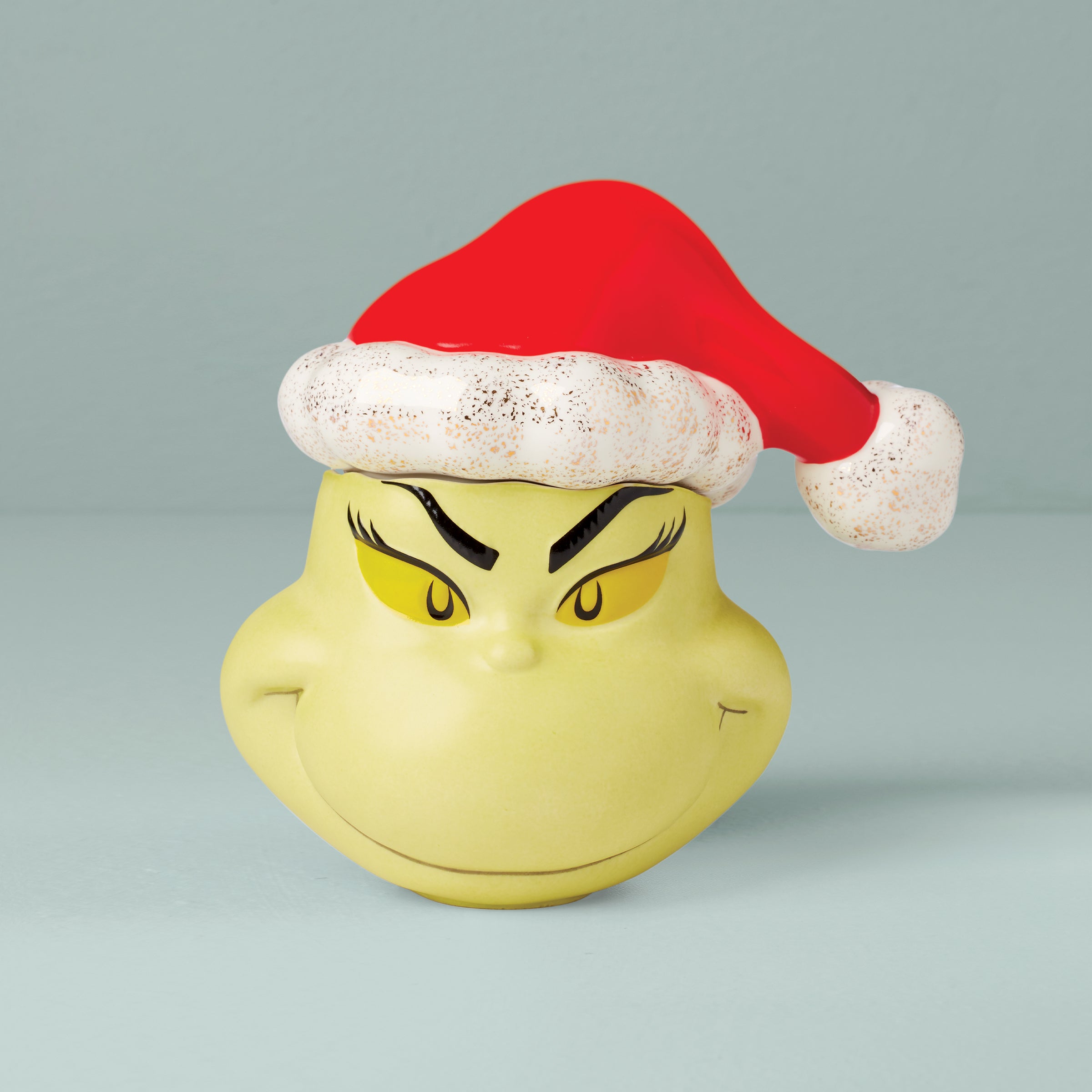 Merry Grinchmas Covered Candy Jar - Festive Holiday Treat Storage for Christmas Parties, Office Decor & Gift Giving