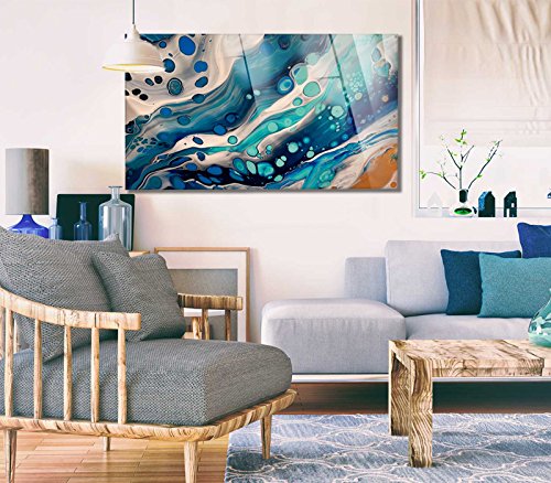 Giallobus Acrylic Glass Wall Art - Modern Abstract Ocean Bubbles Painting - 80x140cm Plexiglass Print - Home & Office Decor for Living Room, Bedroom