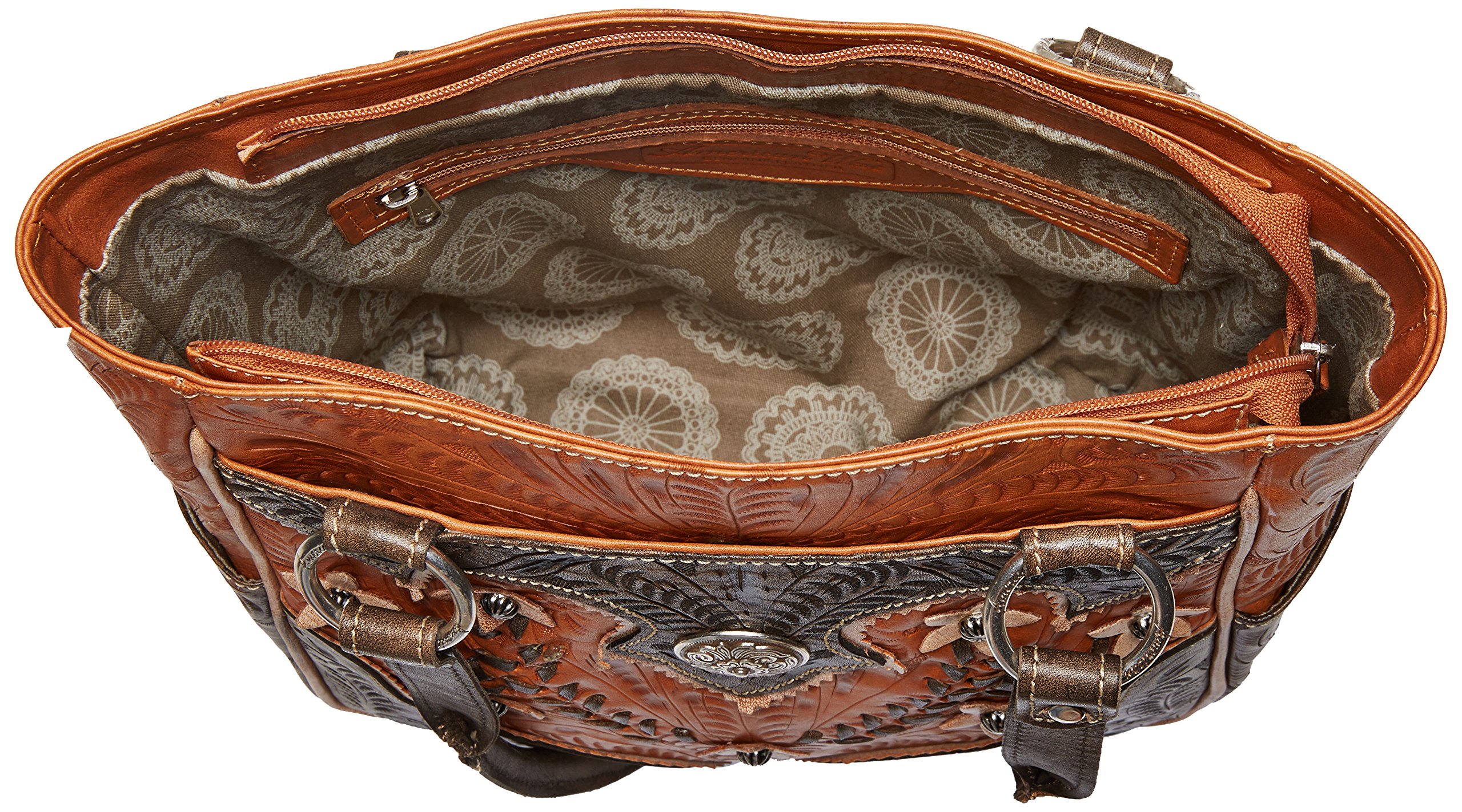 American West Leather Desert Wildflower Tote Bag - Golden Tan Crossbody Purse for Women, Boho Chic Handbag for Travel, Shopping & Everyday Use