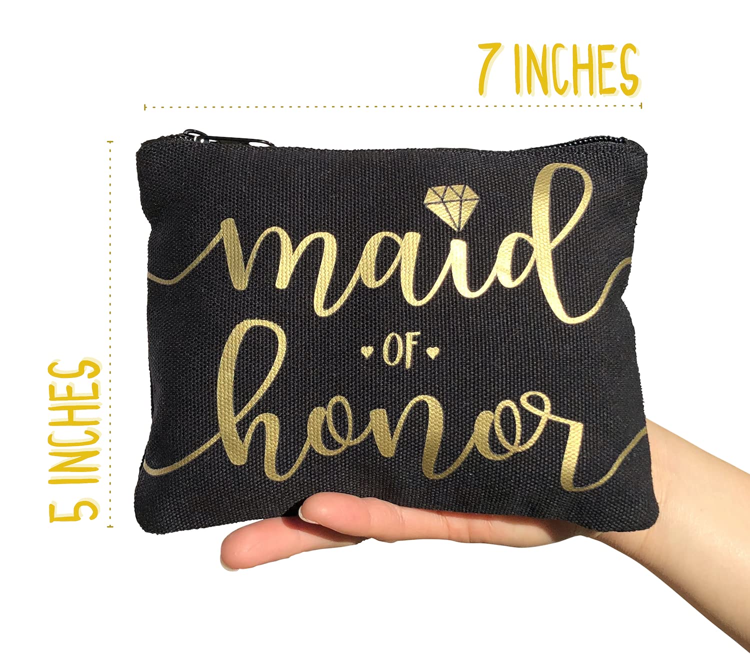 Bridesmaid Makeup Bag - Wedding Party Favor for Bachelorette, Bridal Shower & Wedding | Cosmetic Toiletry Pouch, Wedding Survival Kit & Keepsake Gift (Black, 1pc) - Perfect for Maid of Honor, Bridal Party & Girls' Night Out