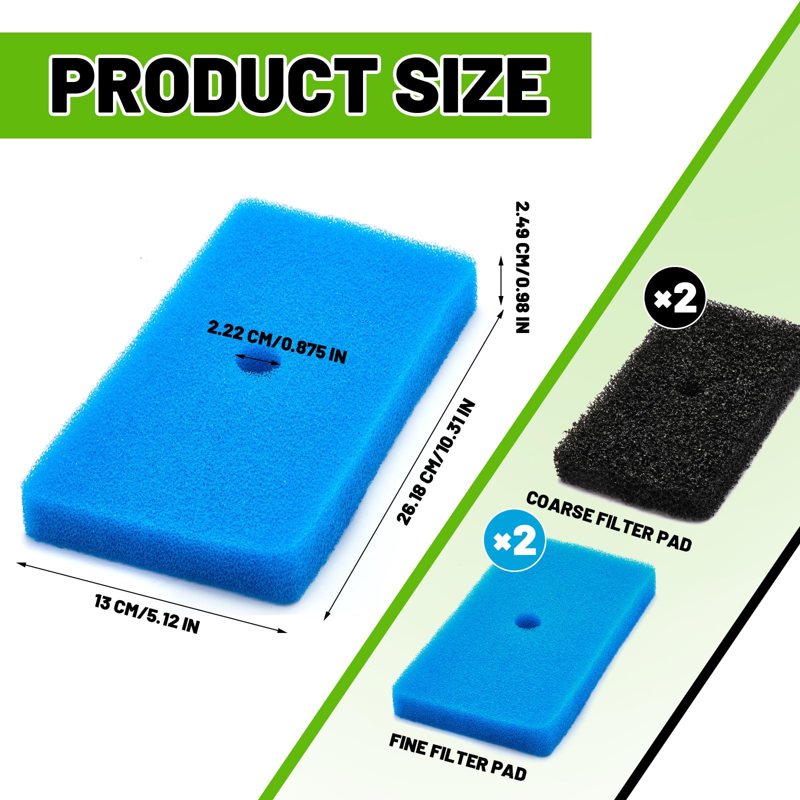 Retisee 2-Pack Pond Filter Pads Set - Coarse & Fine Replacement Filter Media Compatible with 52231 & 52229 Filter Box - Ideal for Outdoor Water Gardens, Aquariums & Fountain Filtration Systems